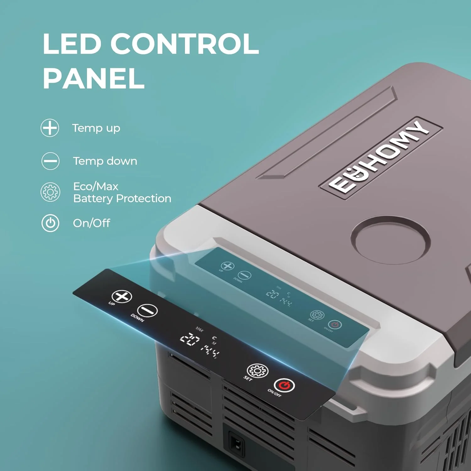 Nevera Eléctrica EUHOMY con Control vía Aplicación – Refrigerador y Congelador Portátil para Coche