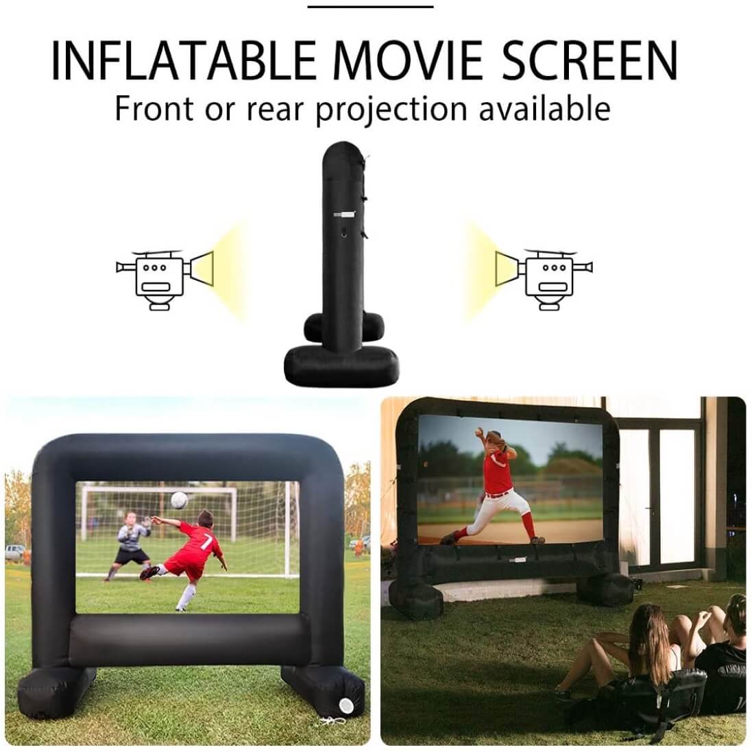 Pantalla de Cine Inflable Mega de 14-17 Pies para Proyección Frontal y Trasera
