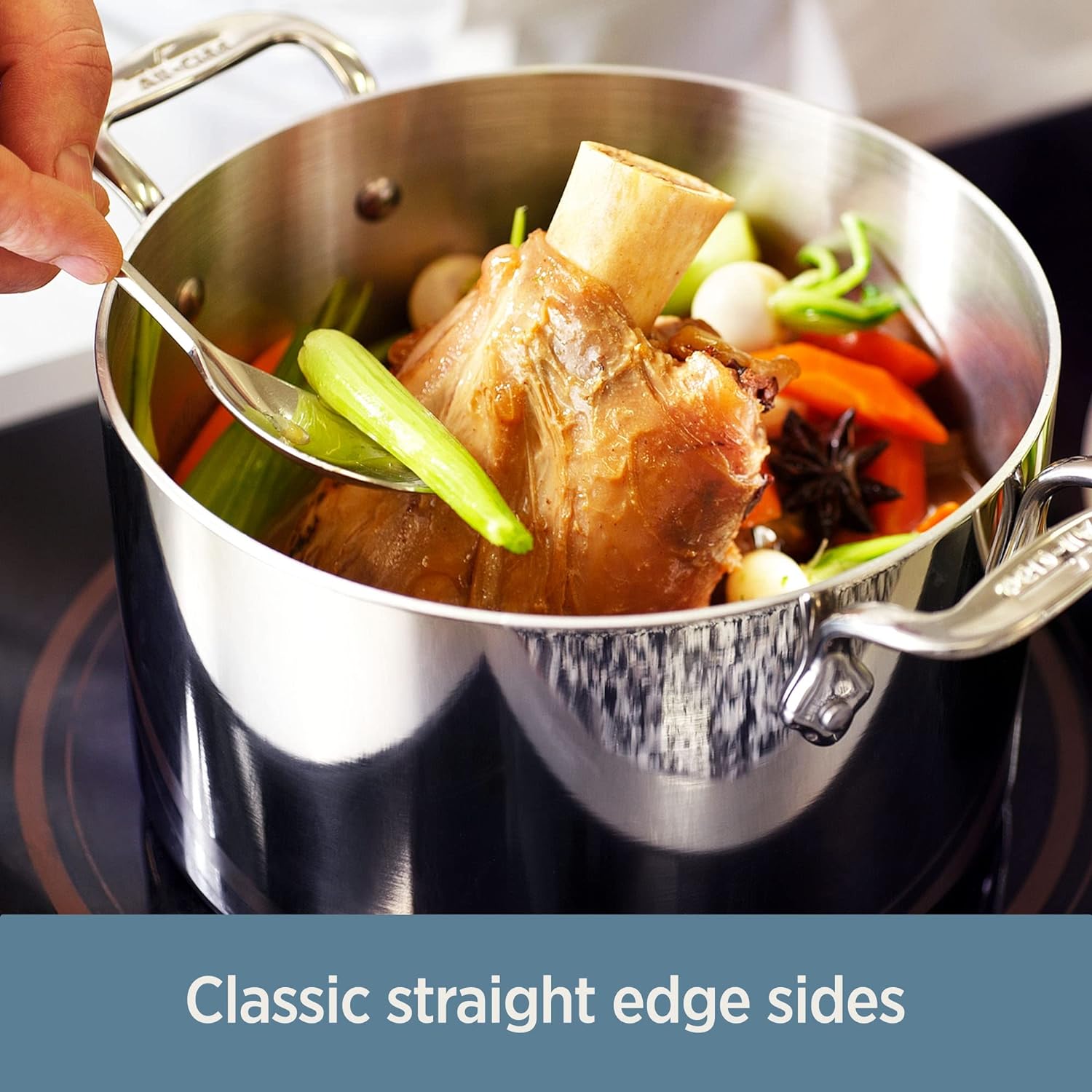 All-Clad D3 Sartén para Saltear de Acero Inoxidable de 3 Capas, 6 Cuartos, Compatible con Inducción, Horno y Grill hasta 600°F, Ollas y Sartenes, Color Plateado