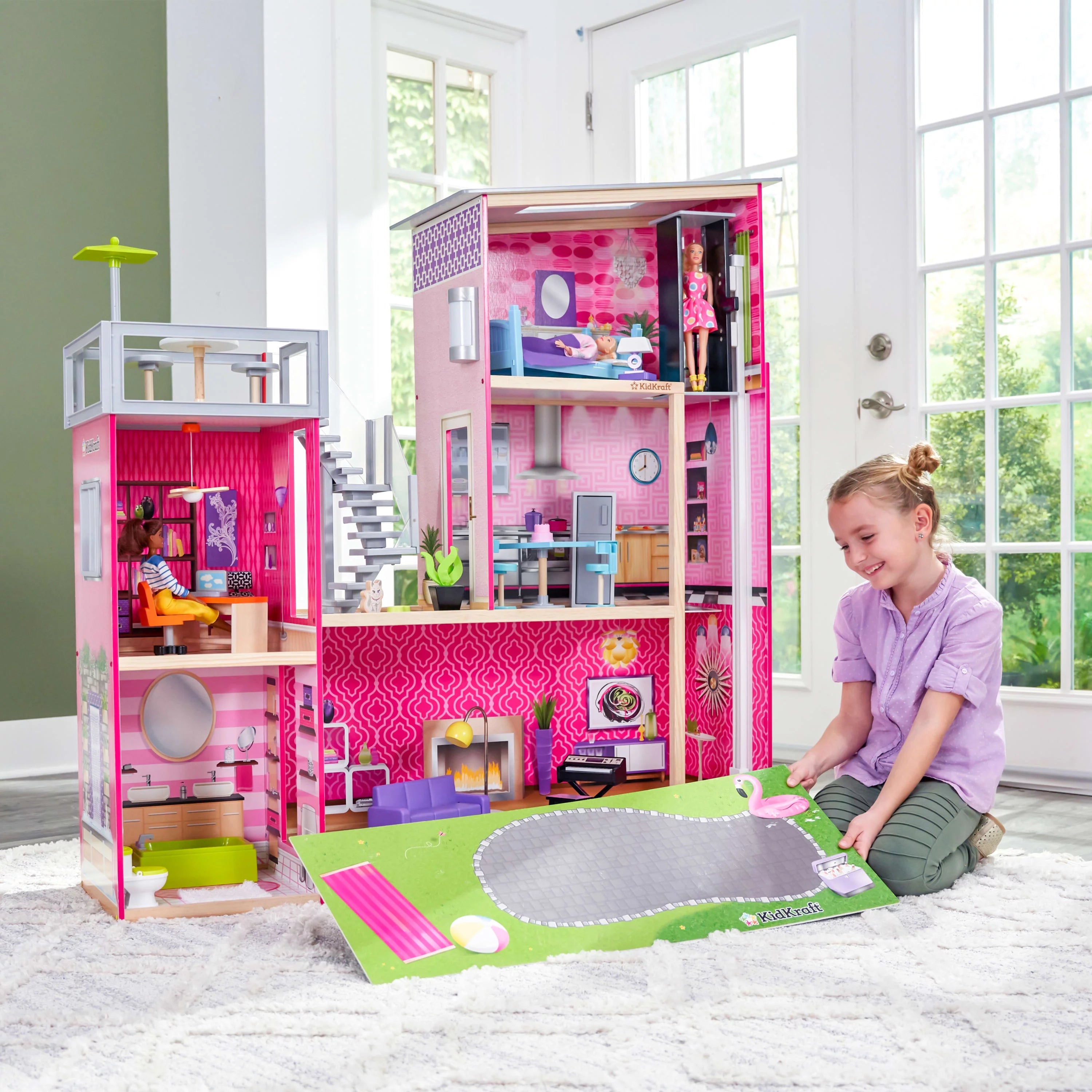 Casa de Muñecas KidKraft Uptown de Madera con 36 Accesorios, para Niños a partir de 4 años