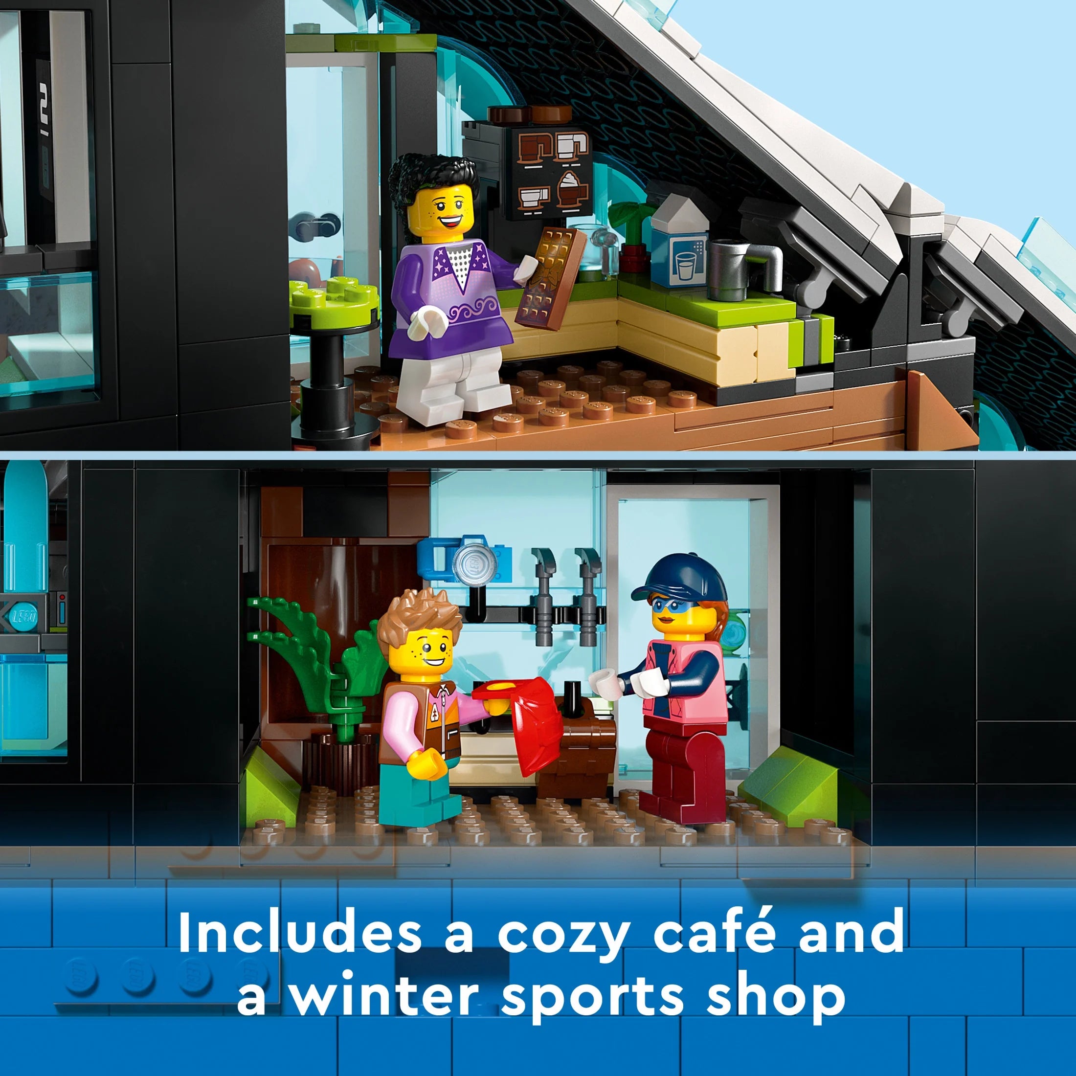 Centro de Esquí y Escalada LEGO City 60366, Set de Construcción de 3 Niveles con Pista de Esquí, 8 Minifiguras y 2 Figuras de Animales para Juego Imaginativo de Deportes de Invierno, Idea de Regalo Divertida para Niños y Fanáticos del Esquí