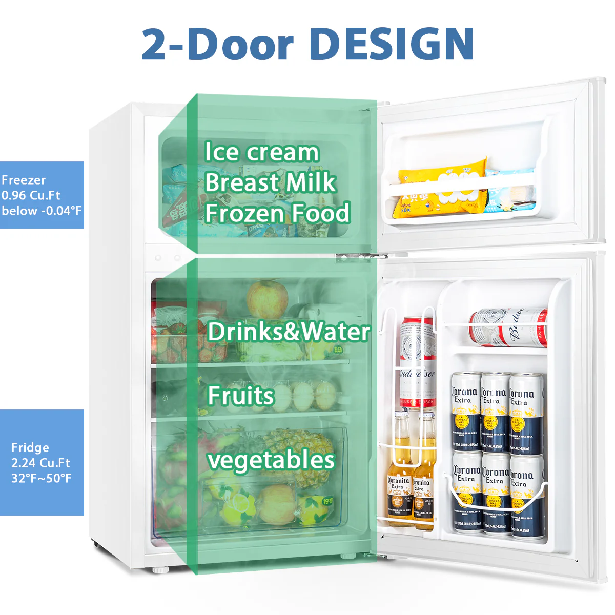 2025 Mini refrigerador EUHOMY de 3,2 pies cúbicos – Empotrable o independiente
