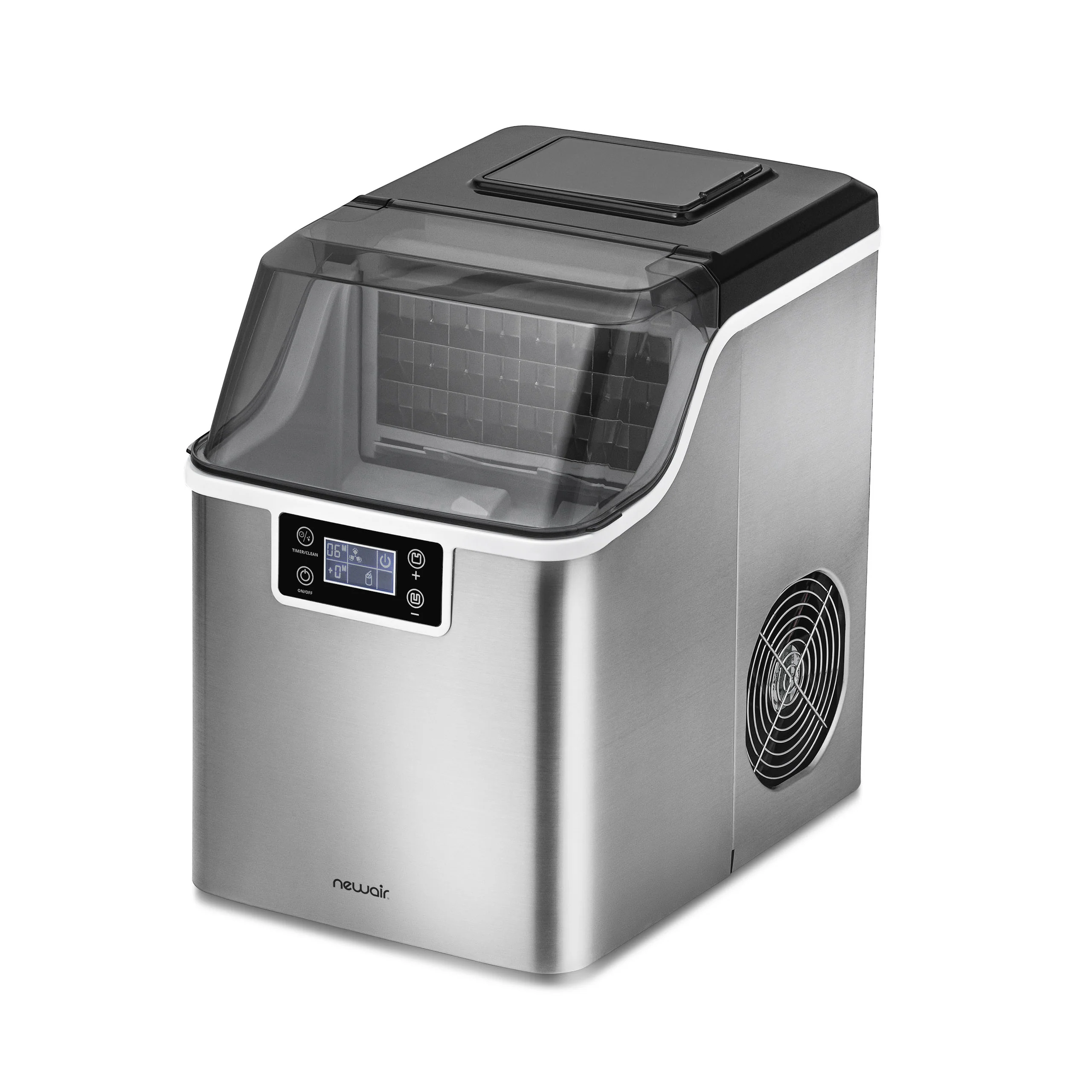 2025 Máquina de Hielo de Encimera Newair® – Cubos de Hielo Transparentes, Acero Inoxidable