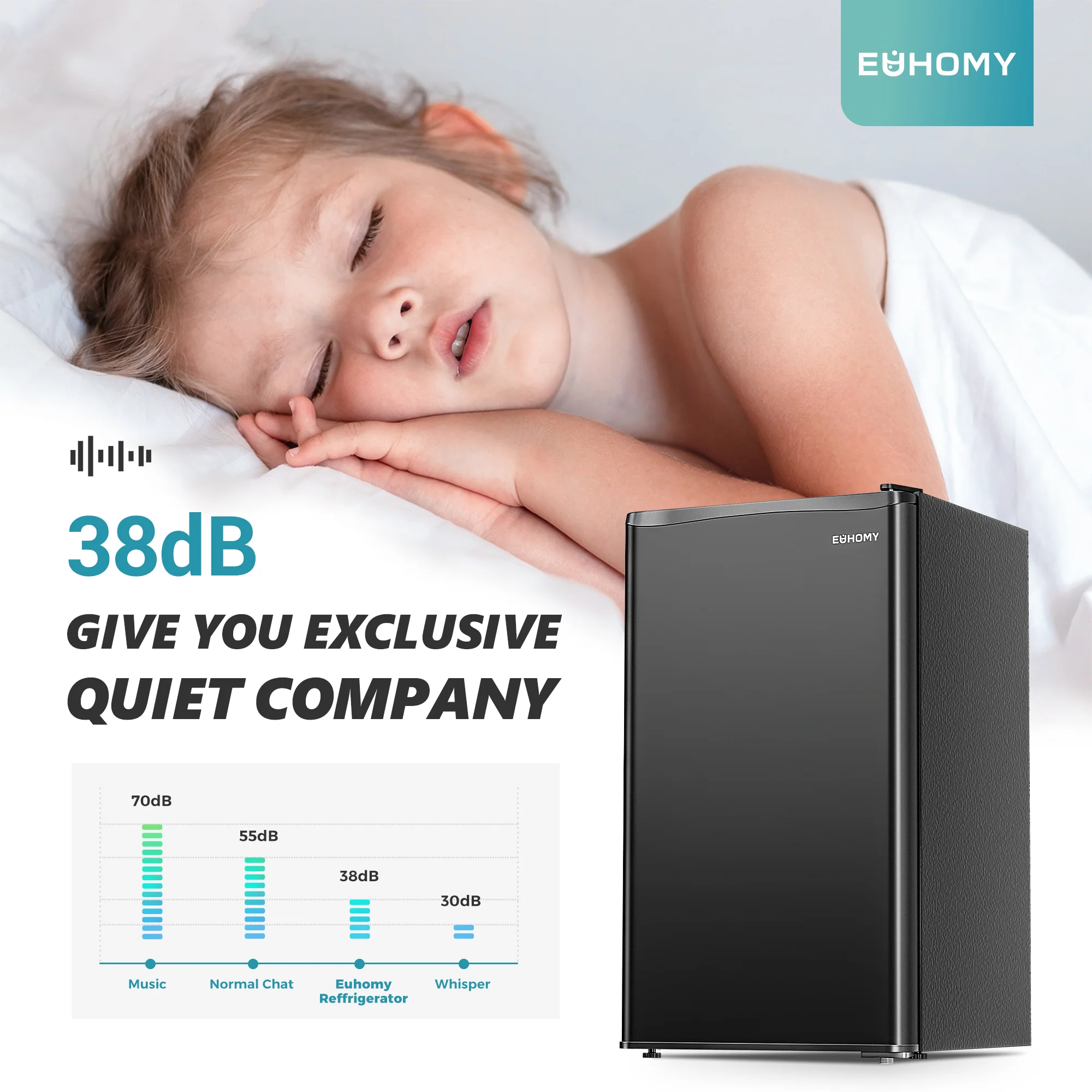 2025 Mini refrigerador EUHOMY con congelador compacto, puerta única