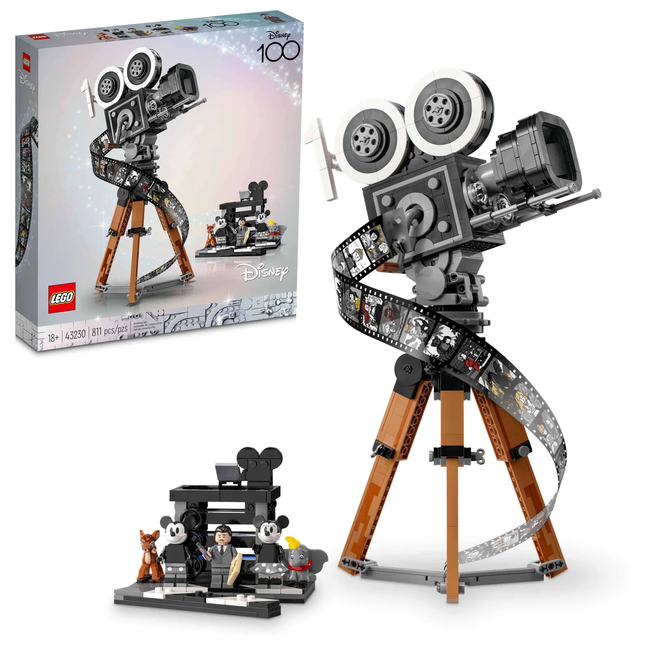 LEGO Disney Cámara Conmemorativa de Walt Disney 43230 – Set de Construcción para Fans de Disney, Celebra los 100 Años de Disney con una Pieza Coleccionable Perfecta para Jugar y Exhibir, Regalo Divertido para Constructores Adultos y Fans