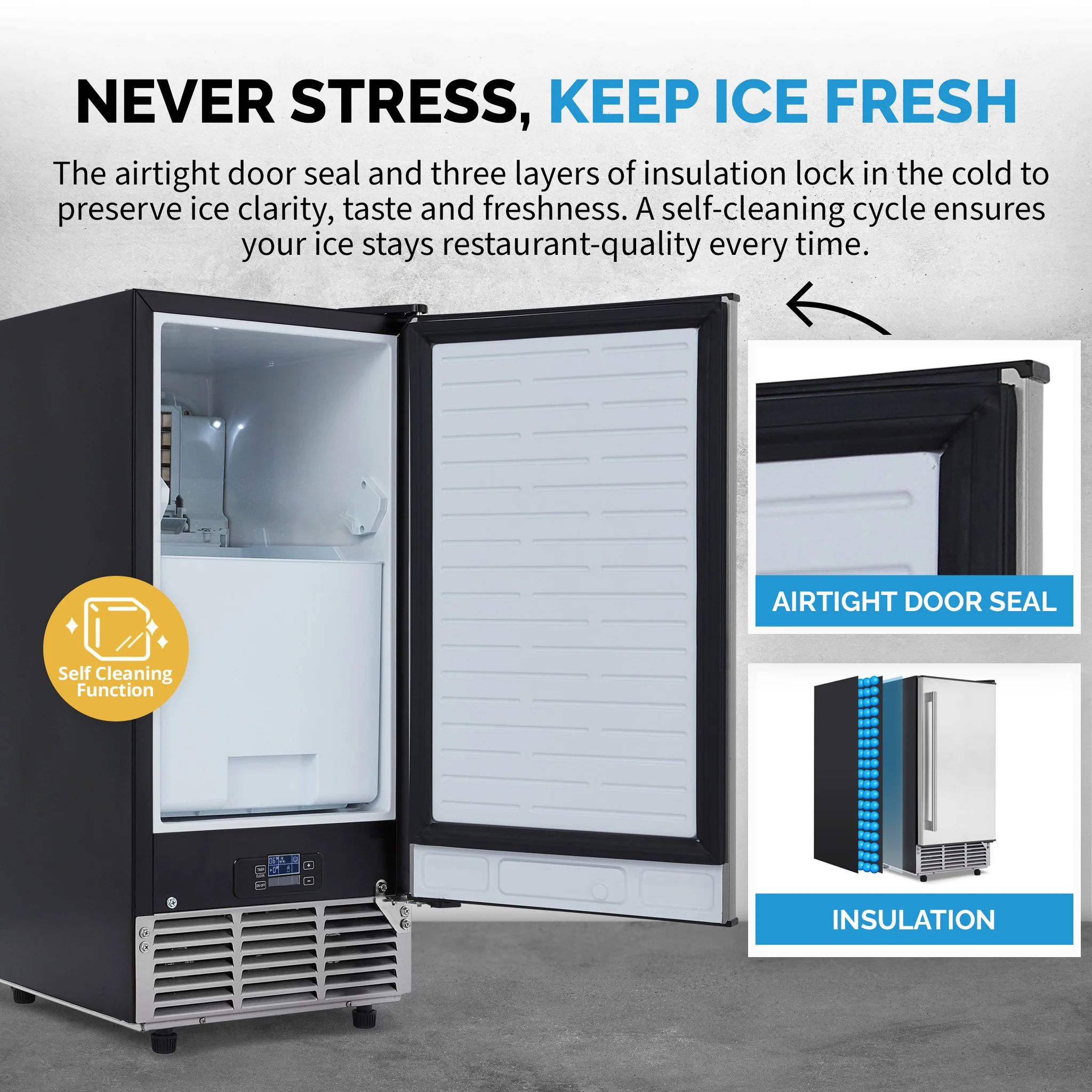 2025 Máquina de Hielo Empotrable Newair® para el Hogar – Hielos Transparentes, 80 lb/día – Acero Inoxidable
