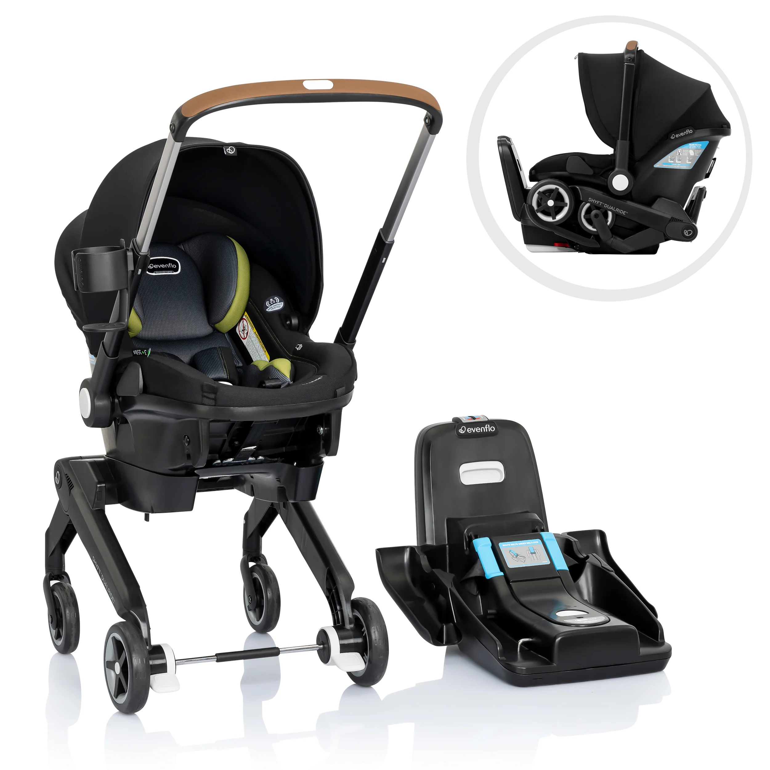 2025 Shyft DualRide: Combo asiento de coche para bebé y cochecito con almacenamiento Carryall