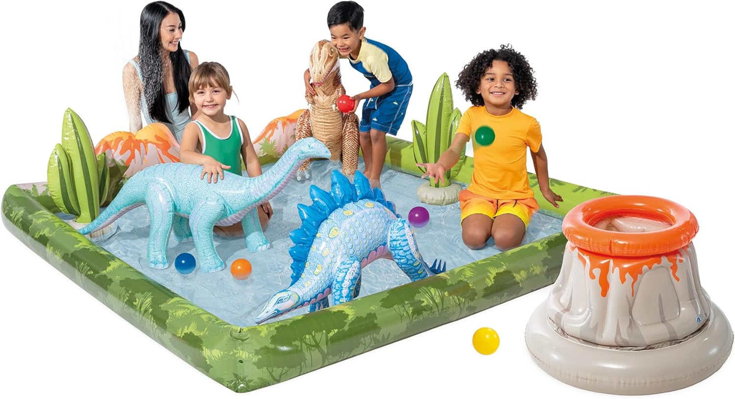 Intex Área de Juego Inflable Jungle Adventure – Piscina con Tobogán y Juegos de Agua para Niños