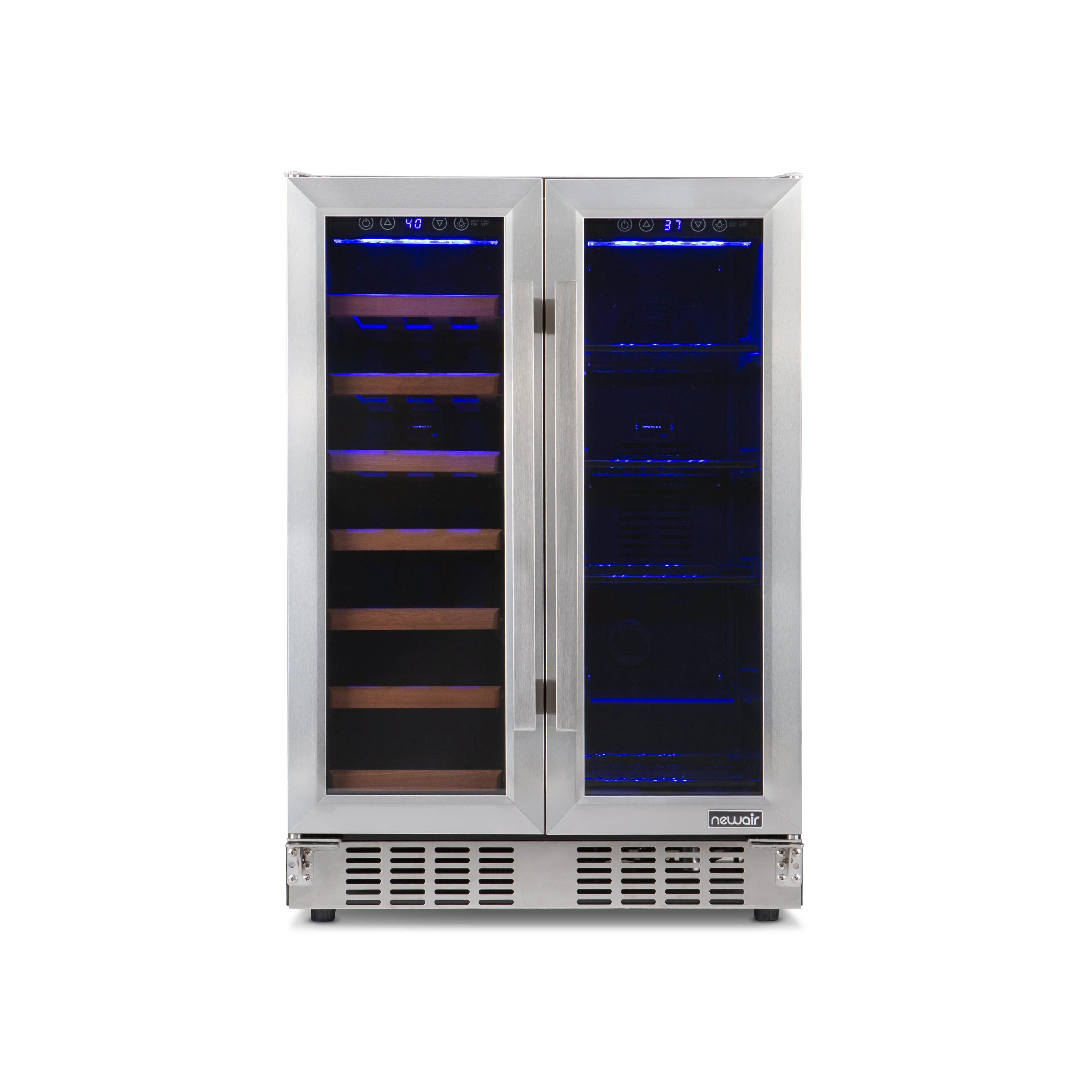 2025 Refrigerador para Vinos y Bebidas Newair – Doble Zona con Puertas Francesas (24 pulgadas)