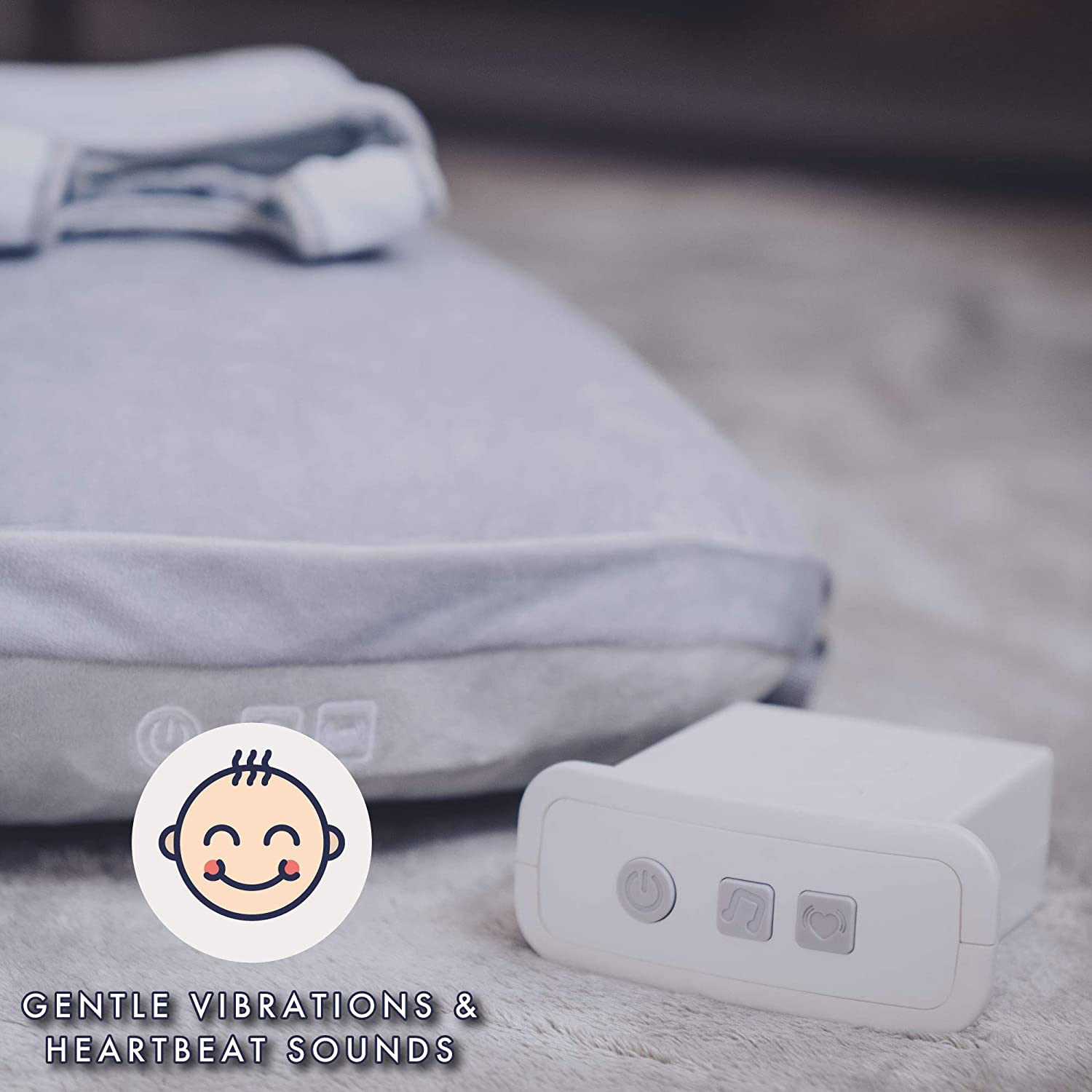 Babocush Nuevo Cojín de Confort para Recién Nacidos con Vibración Suave y Sonido de Latido del Corazón, Ayuda a Prevenir Cólicos, Alivia Gases y Reflujo, Proporciona Tiempo Esencial Boca Abajo