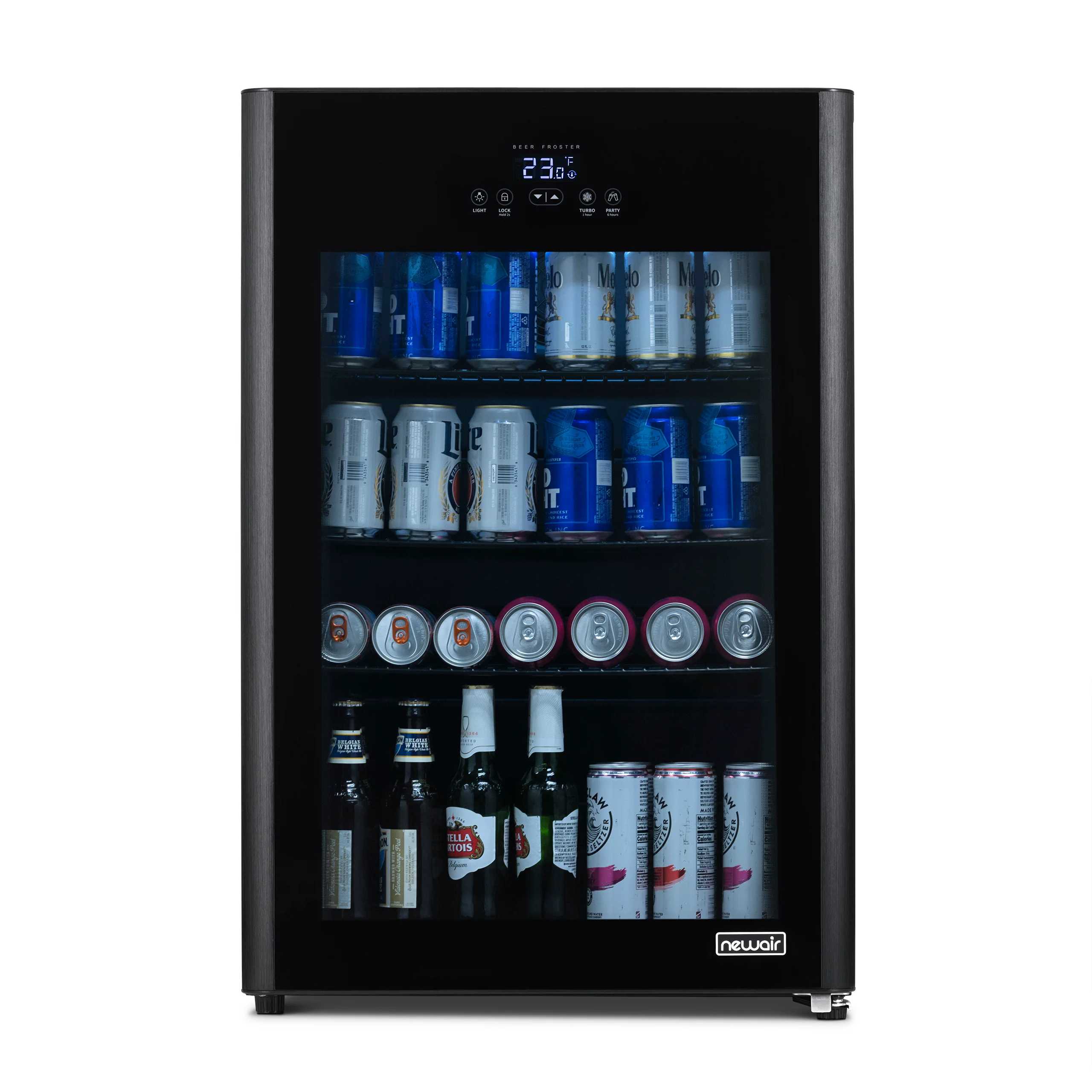 2025 Newair® Refrigerador de Bebidas Negro Independiente para 125 Latas con Función de Congelación Rápida – 22,1”