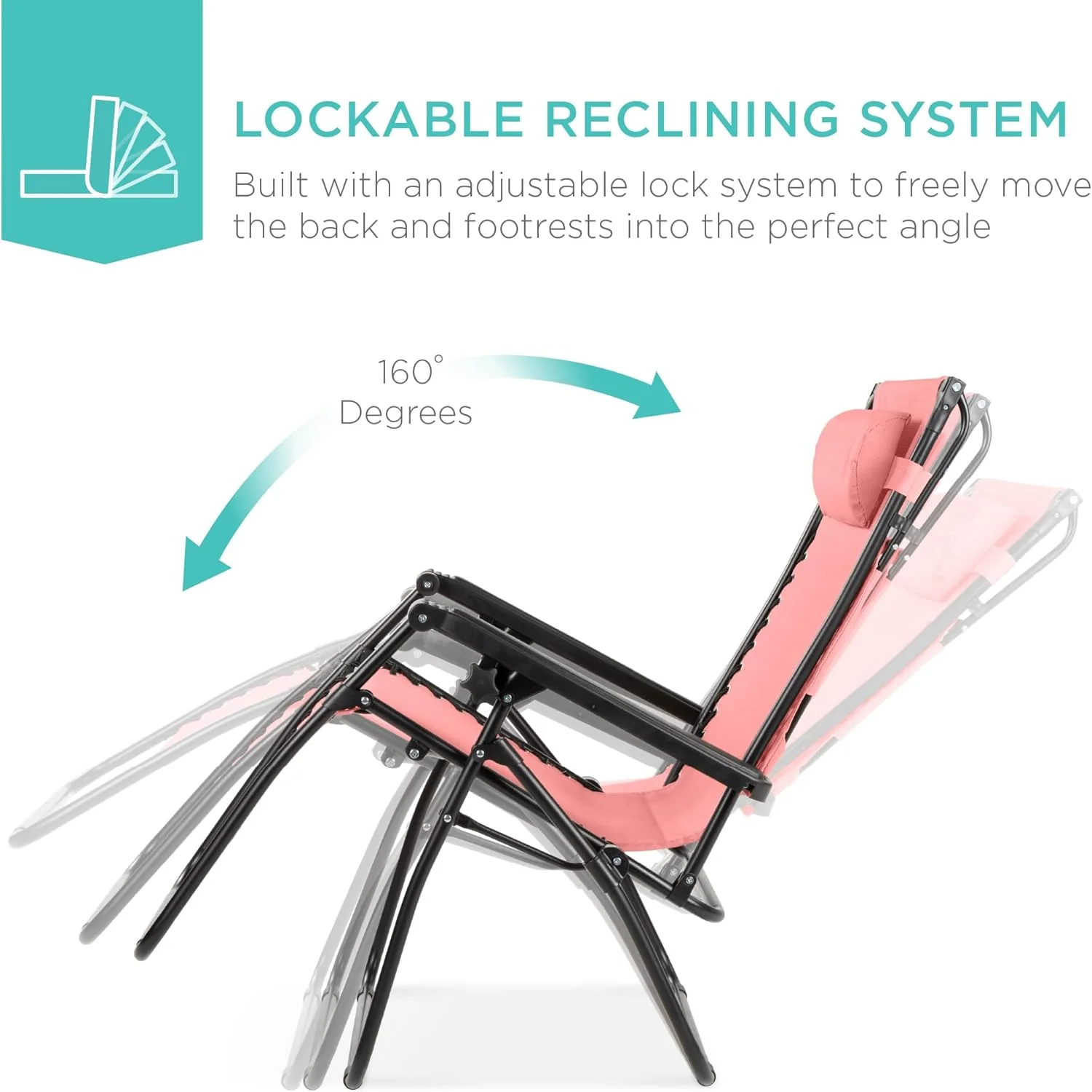 Best Choice Products – Silla Reclinable de Patio con Gravedad Cero, Ajustable y Plegable para Exteriores con Dosel, Almohada Cervical y Bandeja Lateral, Textileno – Azul Pavo Real