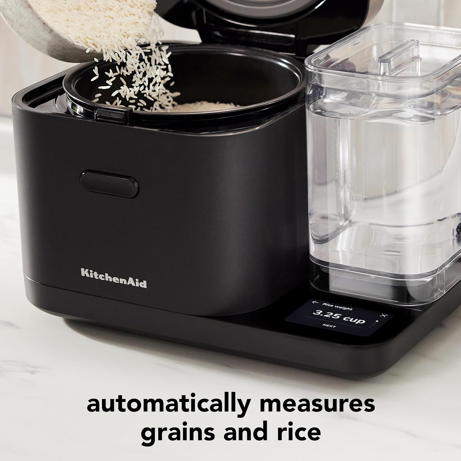 Cocinero de Granos y Arroz KitchenAid de 8 Tazas con Balanza Integrada y Cocción Programada, KGC3155BM