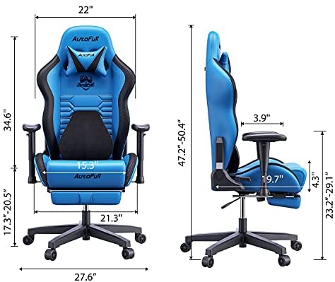 Silla de Oficina Gaming AutoFull con Soporte Lumbar Ergonómico, Estilo Racing, Cuero PU, Alta Respalda, Silla Giratoria Ajustable para PC