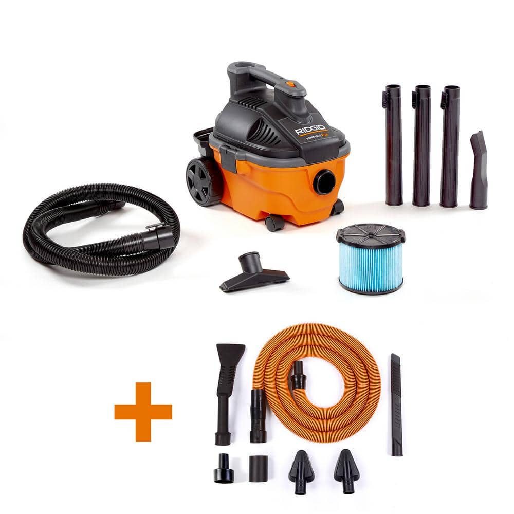 2025 Aspiradora Portátil Húmeda/Seca de 4 Galones 5.0 HP Pico con Filtro de Polvo Fino, Manguera, Accesorios y Kit Premium para Limpieza de Automóviles WD4070C