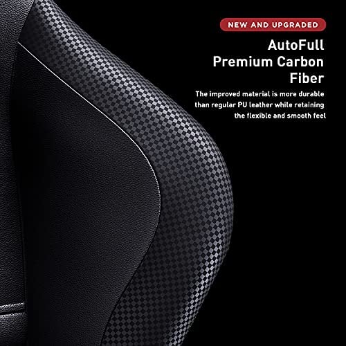 AutoFull Escritorio de Juego y Silla de Oficina con Soporte Lumbar Ergonómico, Estilo Racing, Cuero PU, Silla de Tarea Giratoria Ajustable de Espalda Alta para PC