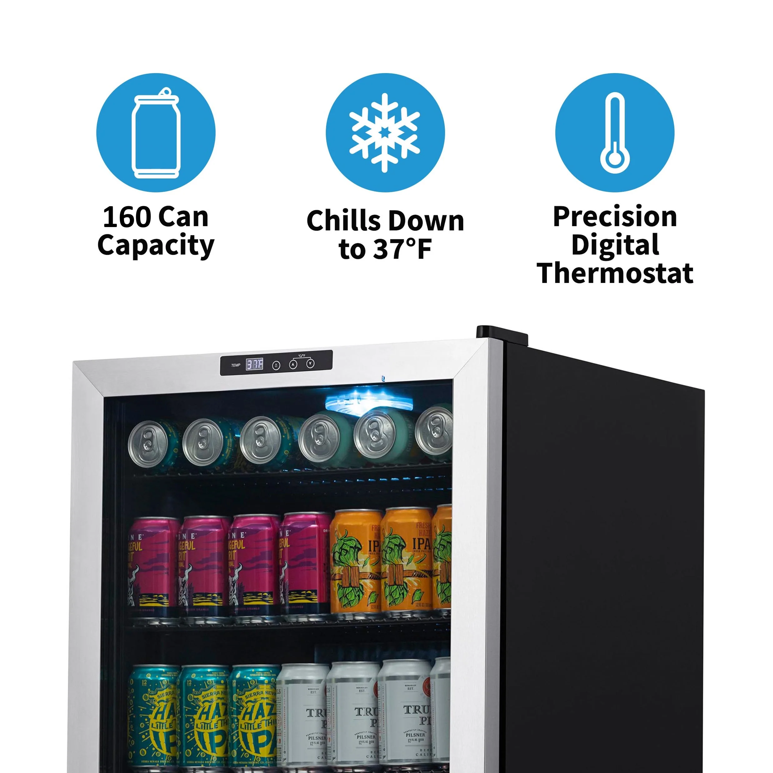 2025 Newair® Refrigerador de Bebidas Independiente en Acero Inoxidable – 160 Latas – 21,3