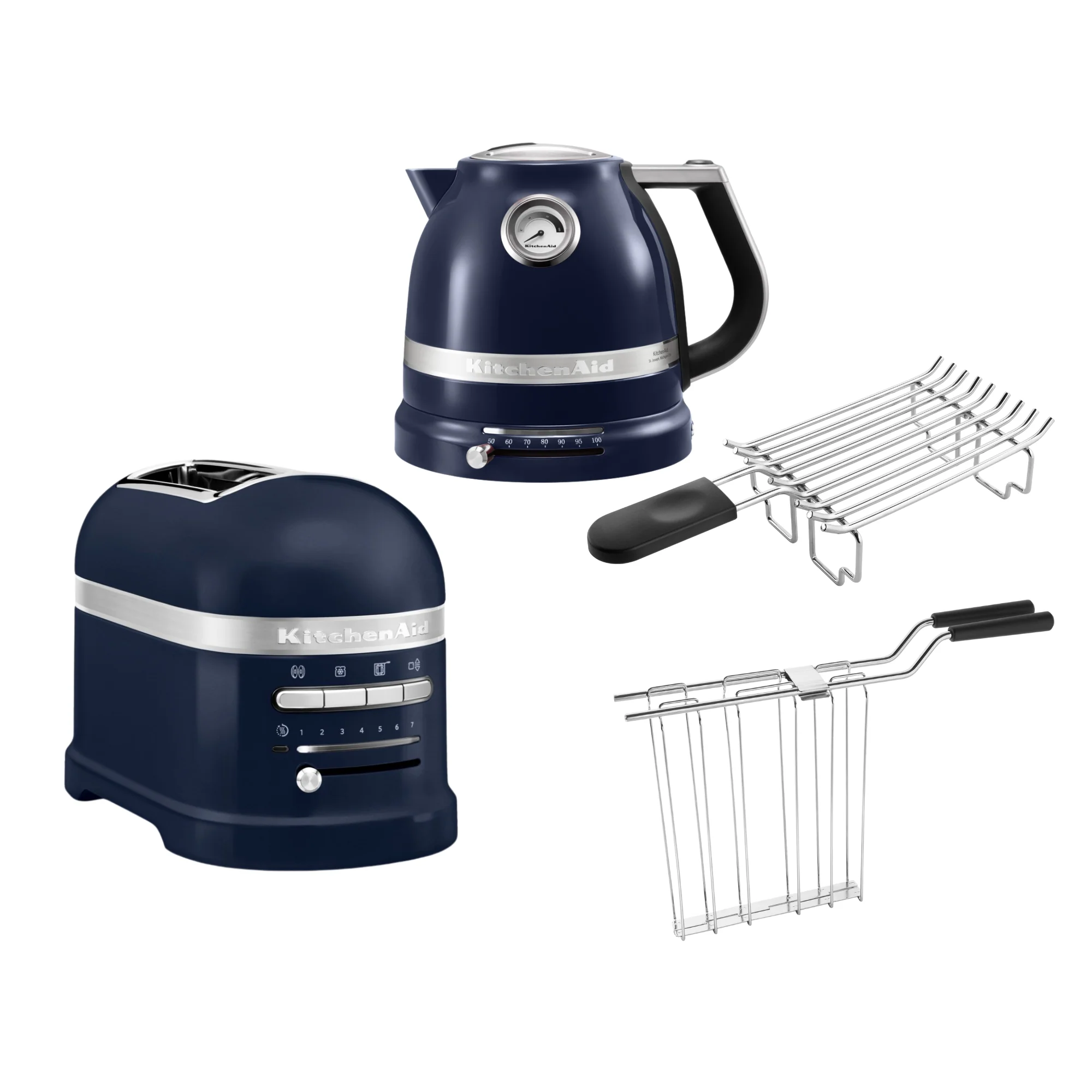 2025 Set de desayuno KitchenAid Artisan con hervidor 5KEK1522, tostadora de 2 ranuras 5KMT2204 y soporte para panecillos