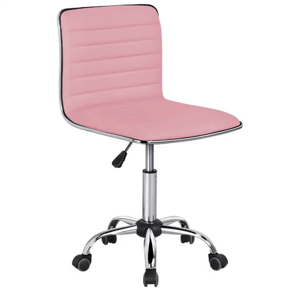 Silla de Oficina Yaheetech de Cuero PU, Respaldo Bajo, Altura Ajustable 41,5-56,5 cm