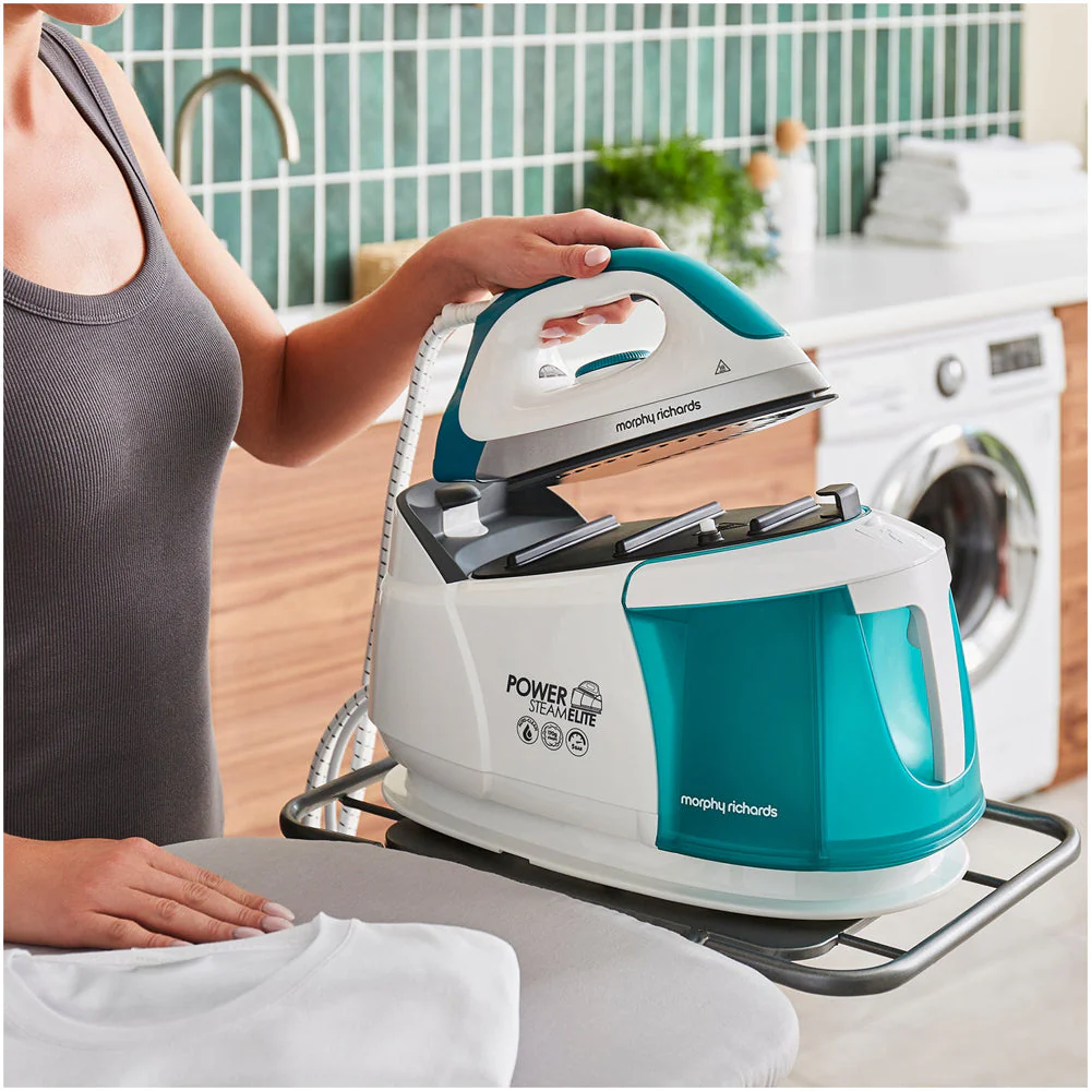 2025 Morphy Richards 332014 Power Steam Elite - Centro de planchado con sistema de autolimpieza, 1,35L, Verde - Planchado de alta gama - Sencillez y eficacia