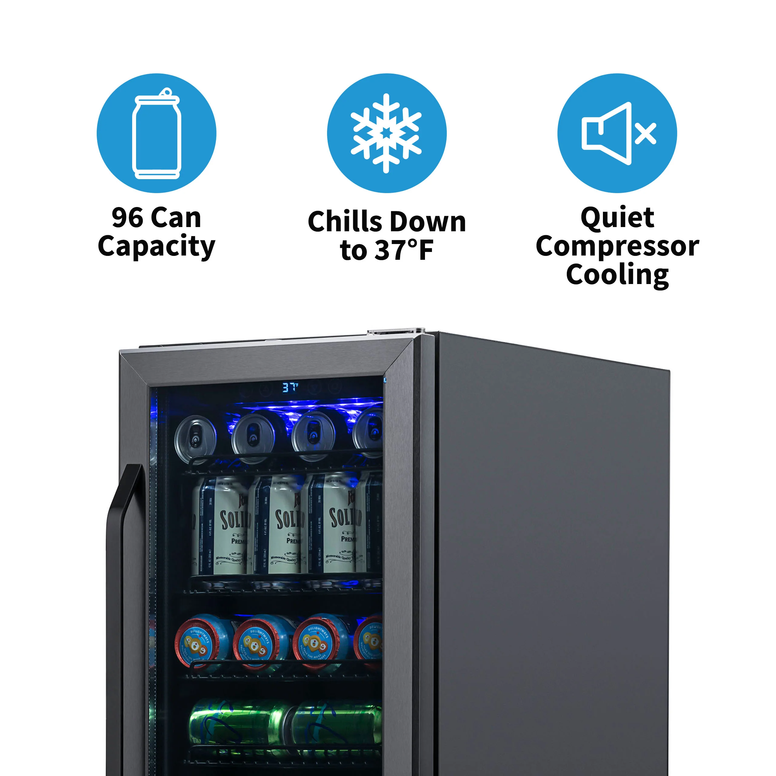 2025 Newair® Refrigerador Empotrable Negro para Bebidas – 96 Latas – 15 Pulgadas