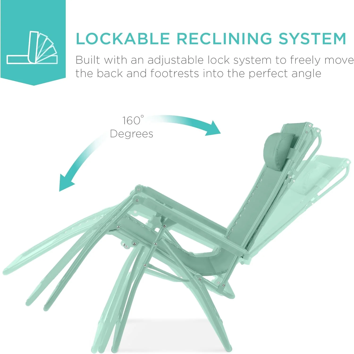 Best Choice Products – Silla Reclinable de Patio con Gravedad Cero, Ajustable y Plegable para Exteriores con Dosel, Almohada Cervical y Bandeja Lateral, Textileno – Azul Pavo Real