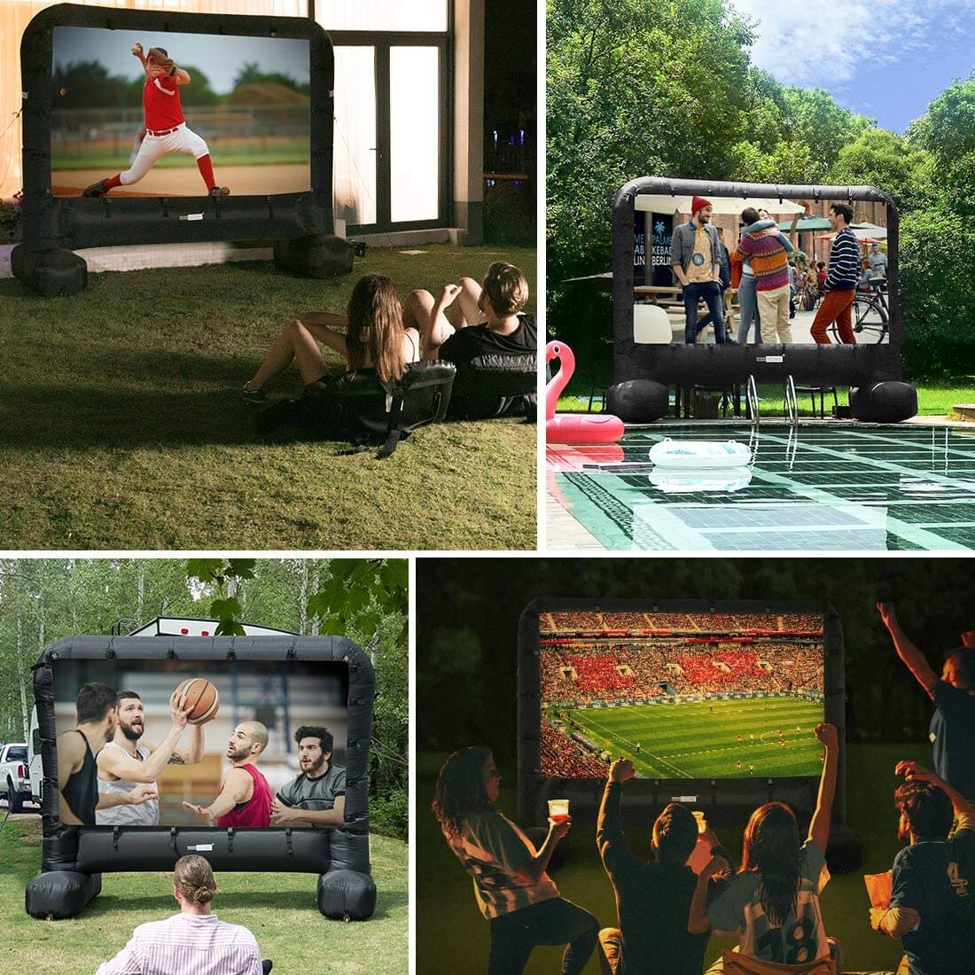 2025 Pantalla Inflable de Cine Gigante de 14-17 Pies para Proyección Frontal y Trasera – Ideal para Exteriores