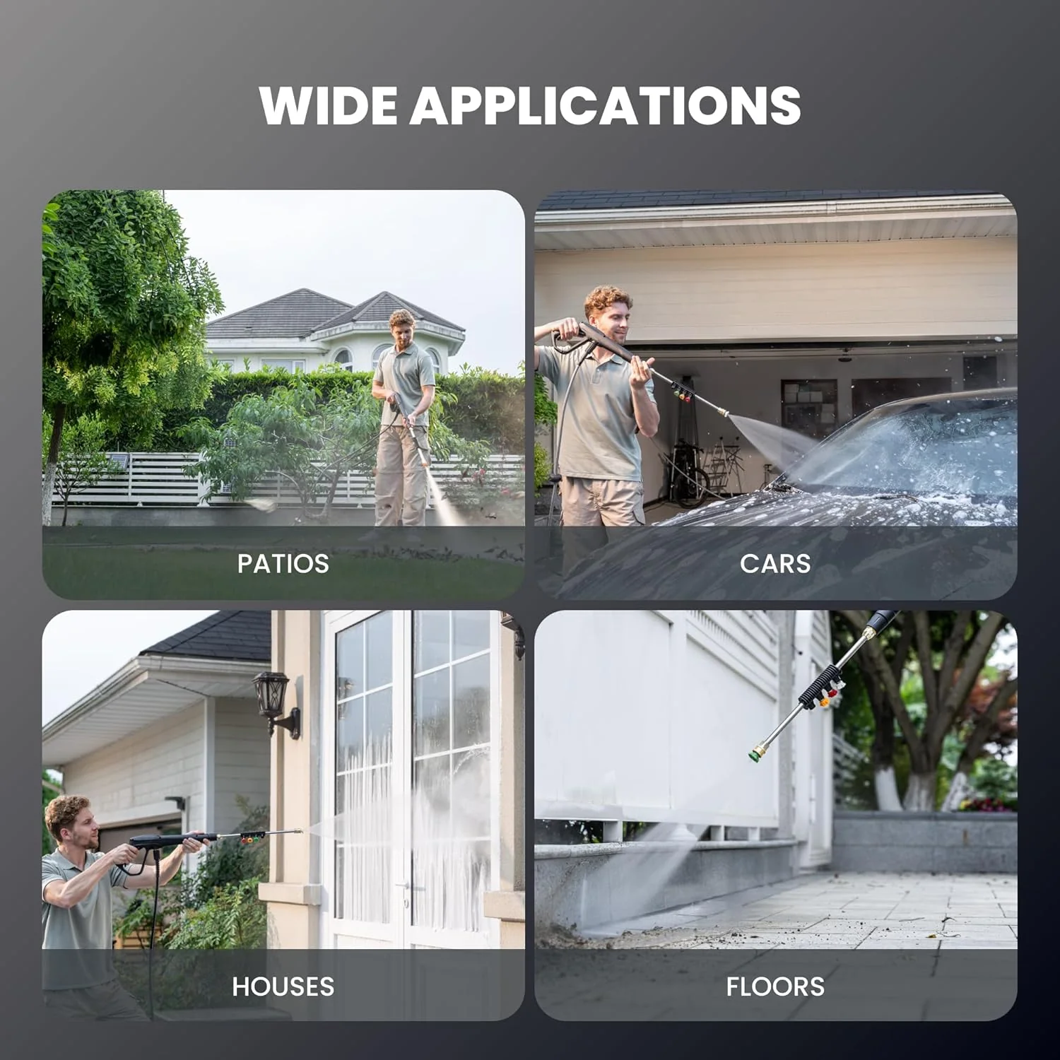 Giraffe Tools Grandfalls Hidrolimpiadora de Pared – 2900 PSI, 2,2 GPM, Manguera Retráctil de 31 m, Lanzador de Espuma, 4 Boquillas Rápidas