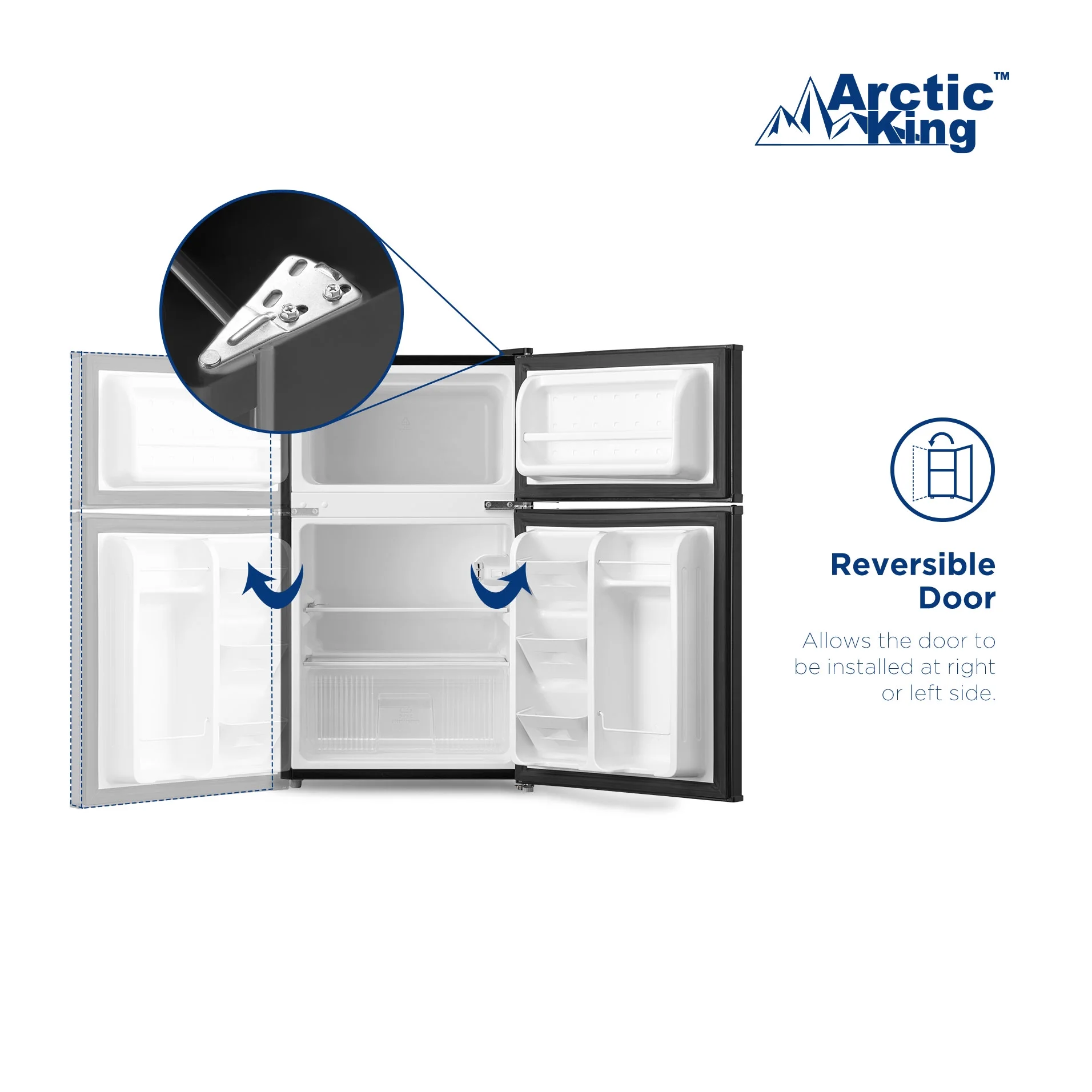 2025 Arctic King 3.2 pies³ - Refrigerador compacto de dos puertas con congelador, negro