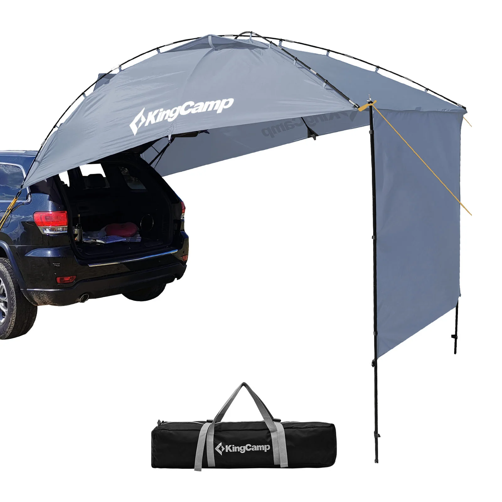2025 KingCamp Compass Plus – Pabellón multifuncional para vehículos con protección visual impermeable y cortaviento, 4 postes de soporte, uso versátil y transporte compacto