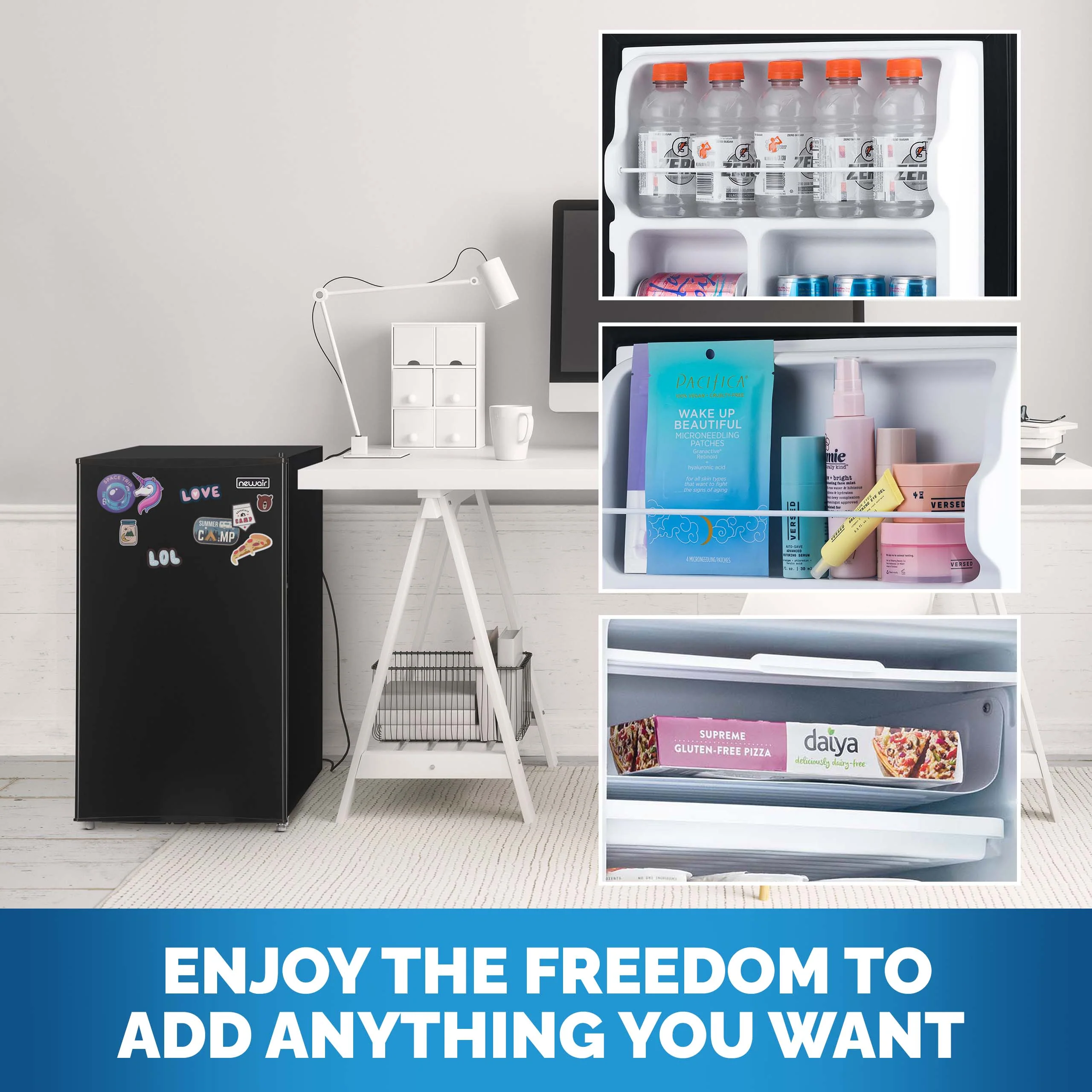 2025 Newair® Mini refrigerador compacto con congelador, 3,3 pies cúbicos – Negro