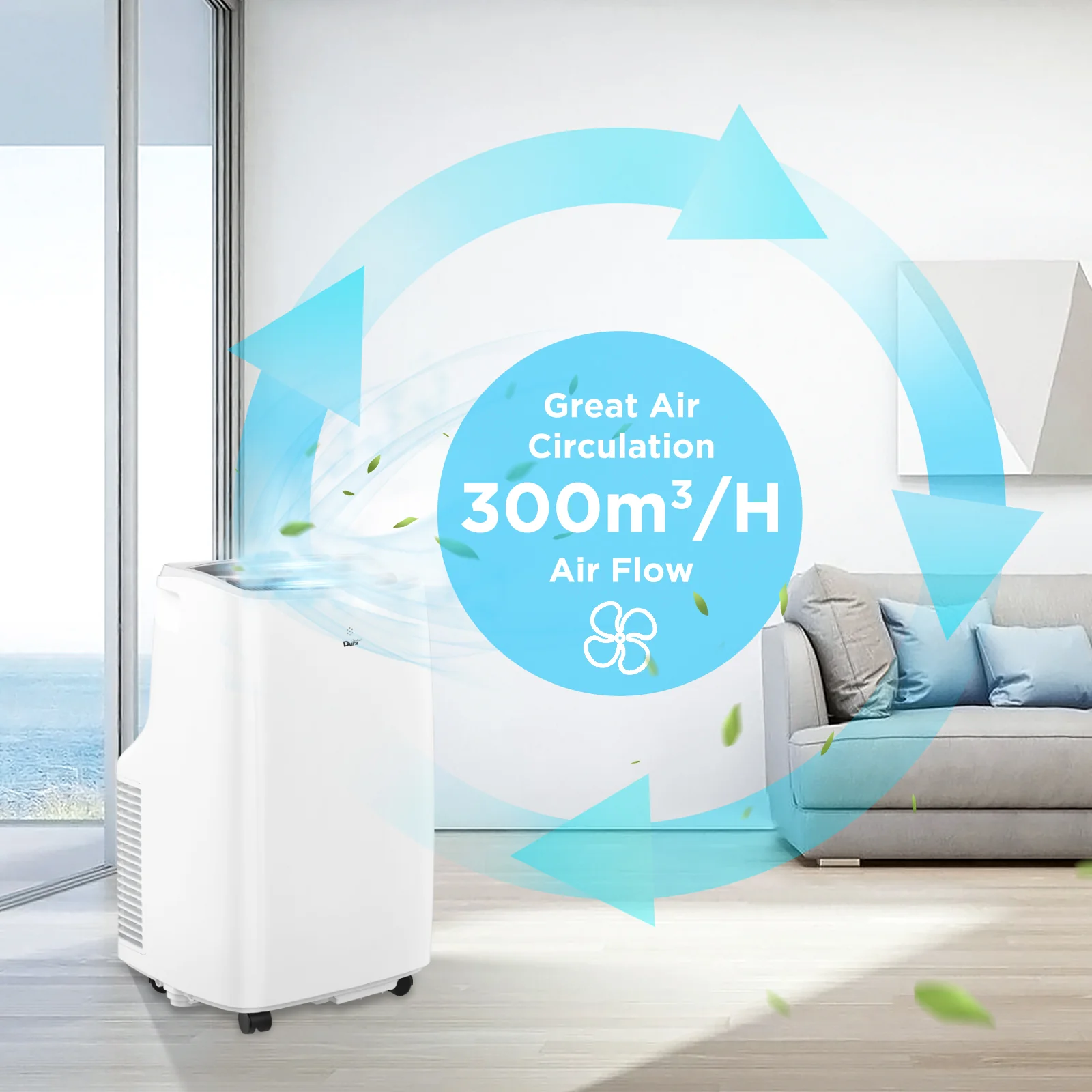 2025 Aire acondicionado portátil DuraComfort 3 en 1 – 8,000 BTU (ASHRAE) / 5,300 BTU (SACC) – Silencioso – Para habitaciones de hasta 200 pies²