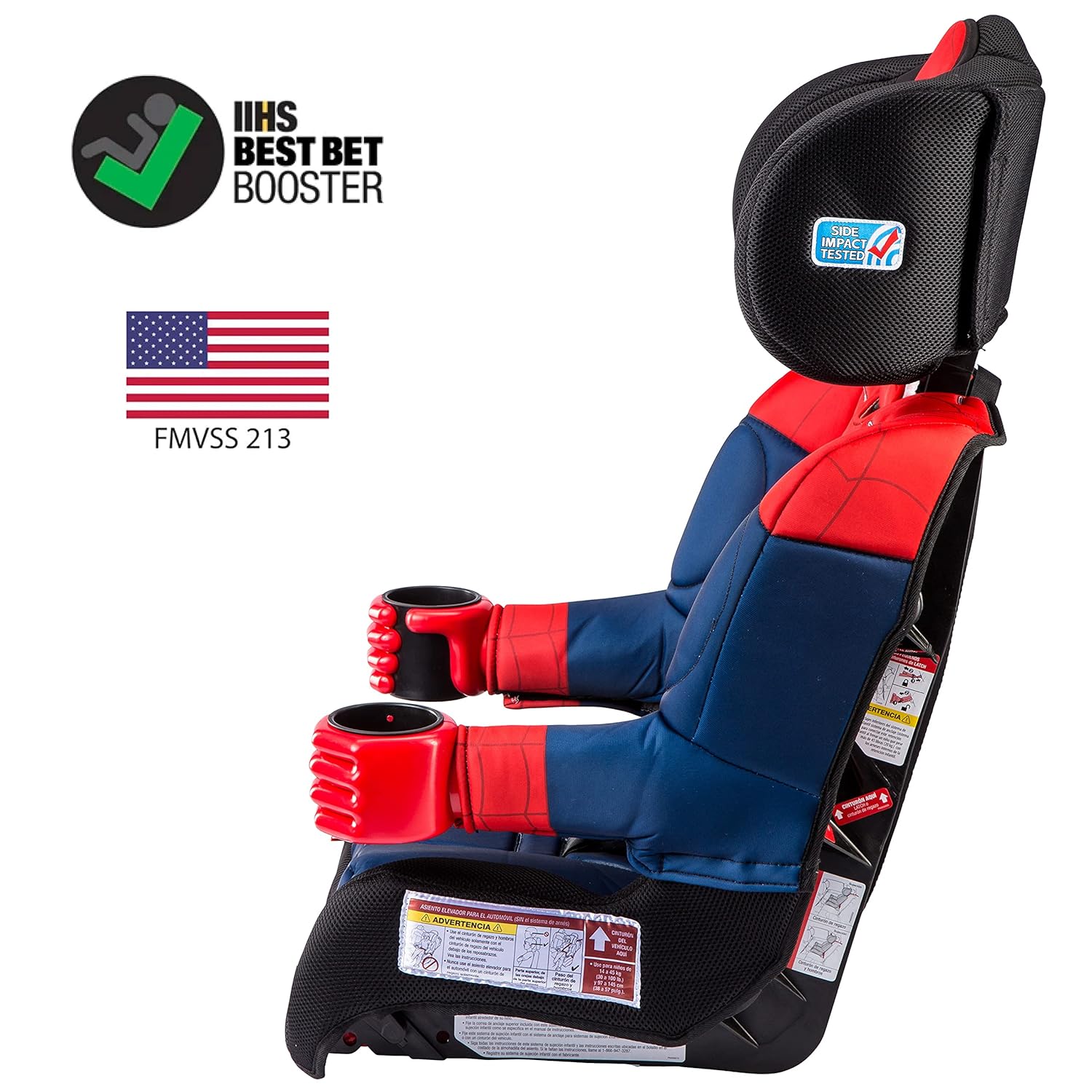 2025 Asiento Elevador KidsEmbrace Marvel Spider-Man 2 en 1 con Vista hacia Adelante y Sistema LATCH | Arnés de 5 Puntos 22-65 lbs, Convertible a Elevador con Cinturón 40-100 lbs | Ajustable