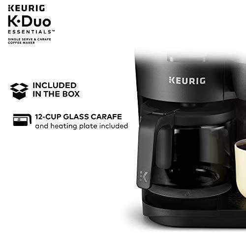 Cafetera Keurig K-Duo, de Una Taza y 12 Tazas con Cafetera de Goteo, Compatible con Cápsulas K-Cup y Café Molido, Negro