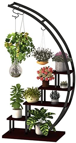 Soporte para Plantas de Metal Creativo con Forma de Media Luna, Estante Escalera para Macetas (Paquete de 2)