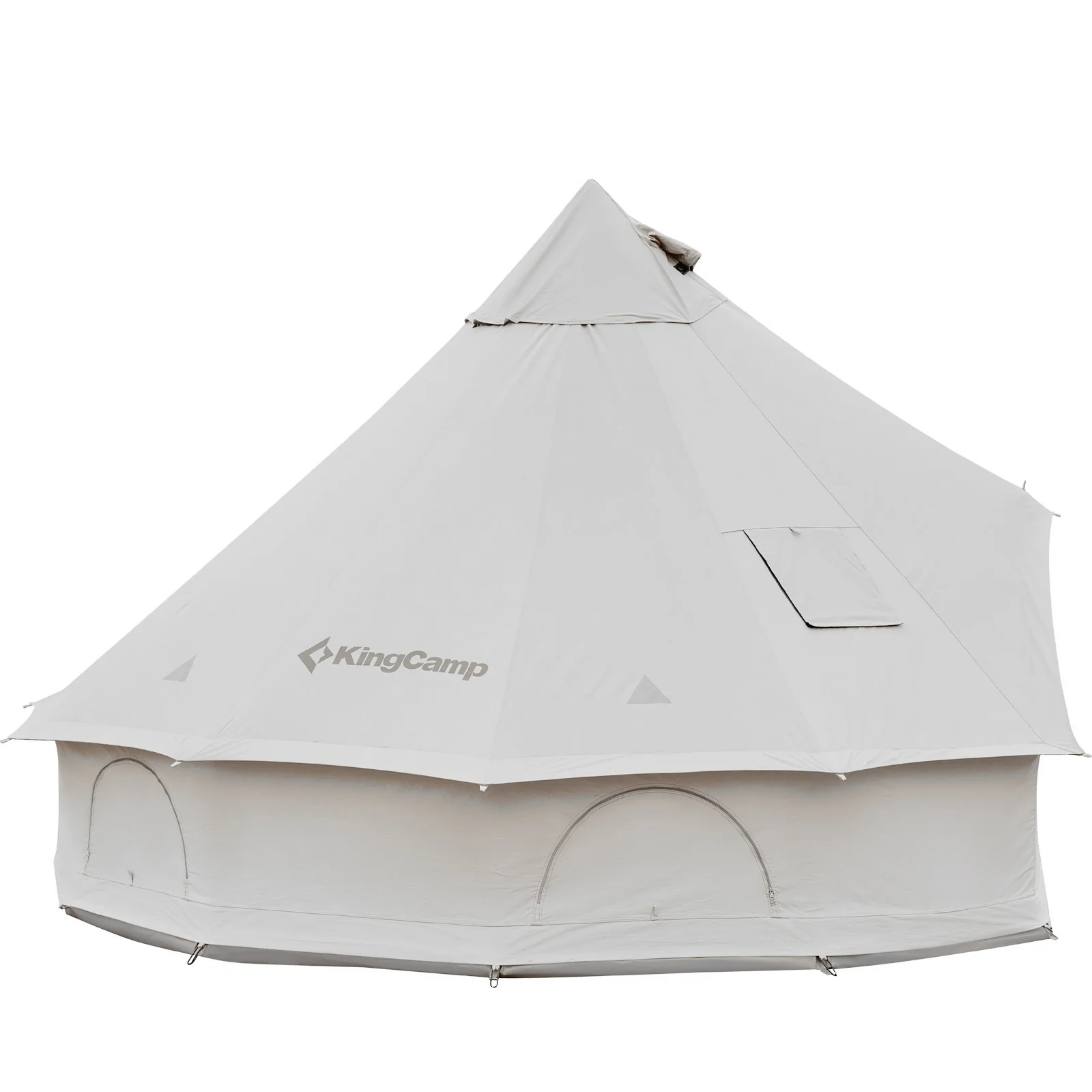 2025 KingCamp Khan 400 C – Tienda muy espaciosa para hasta 6 personas con forma clásica redonda de tipi, que aporta un encanto especial de glamping
