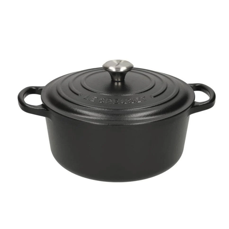 2025 Le Creuset - Sartén para asar / guisar Signature redonda negro mate 22 cm 3,3 l (interior negro)