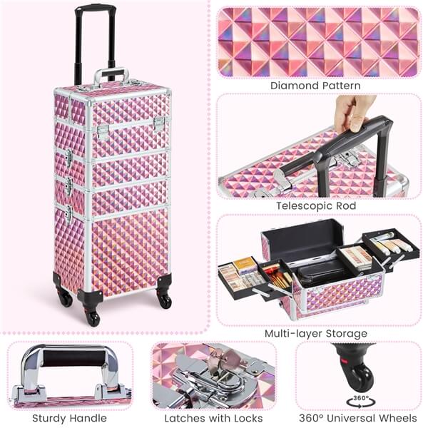 Maleta de Maquillaje Yaheetech 4 en 1 de 80 cm (31,6 pulgadas)