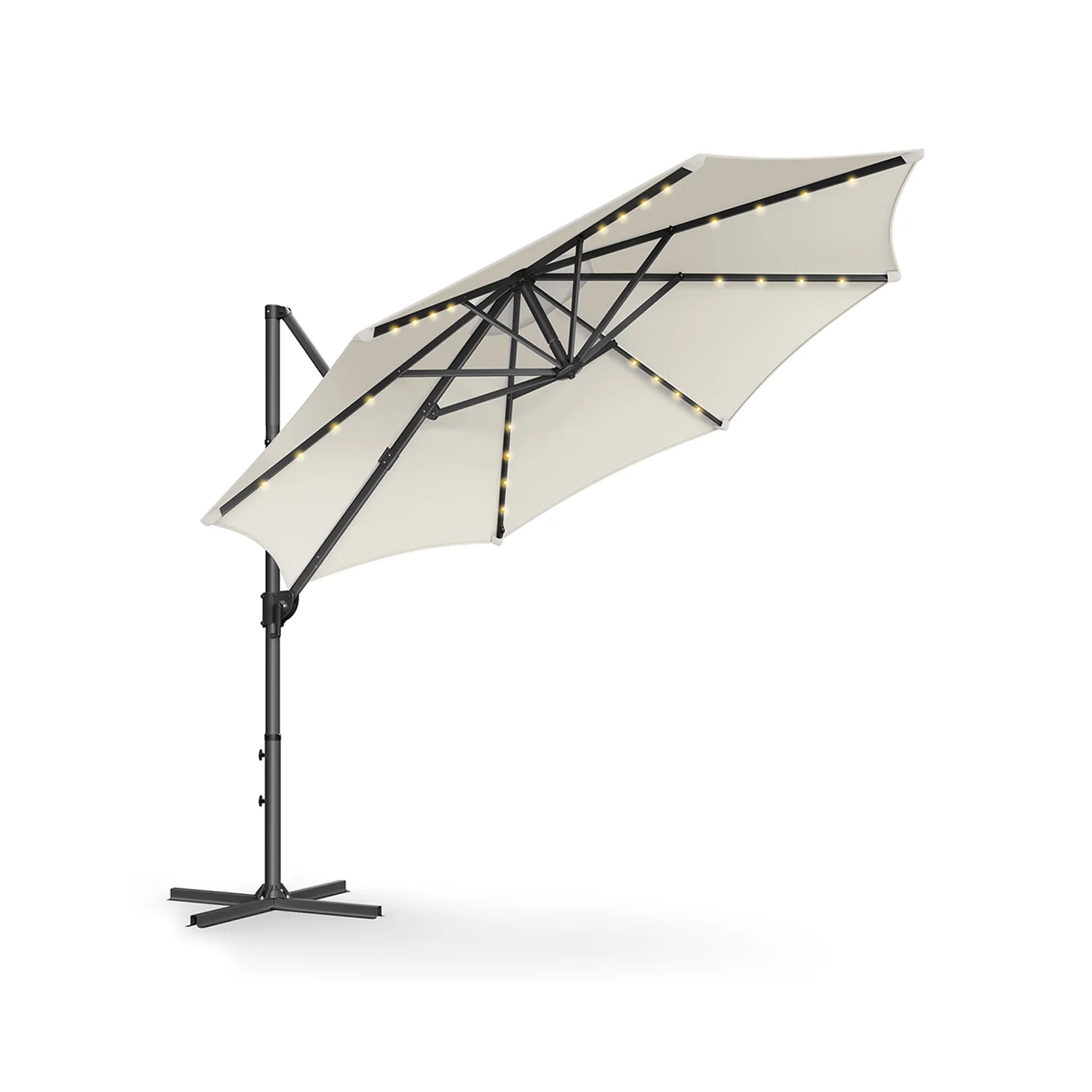 2025 Sombrilla excéntrica giratoria con manivela en color gris paloma