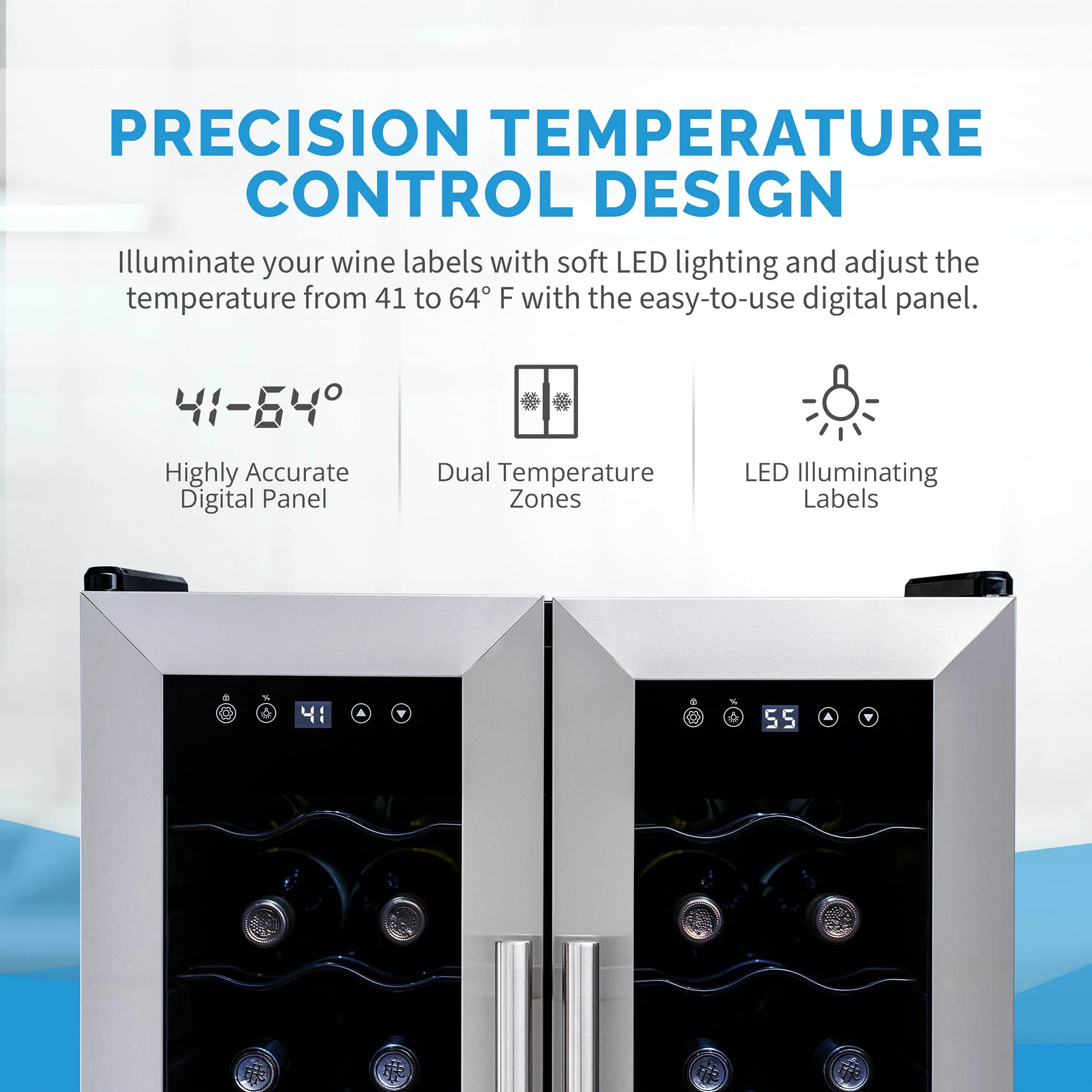 2025 Refrigerador de Vinos Independiente Newair® de Acero Inoxidable – 24 Botellas – 20