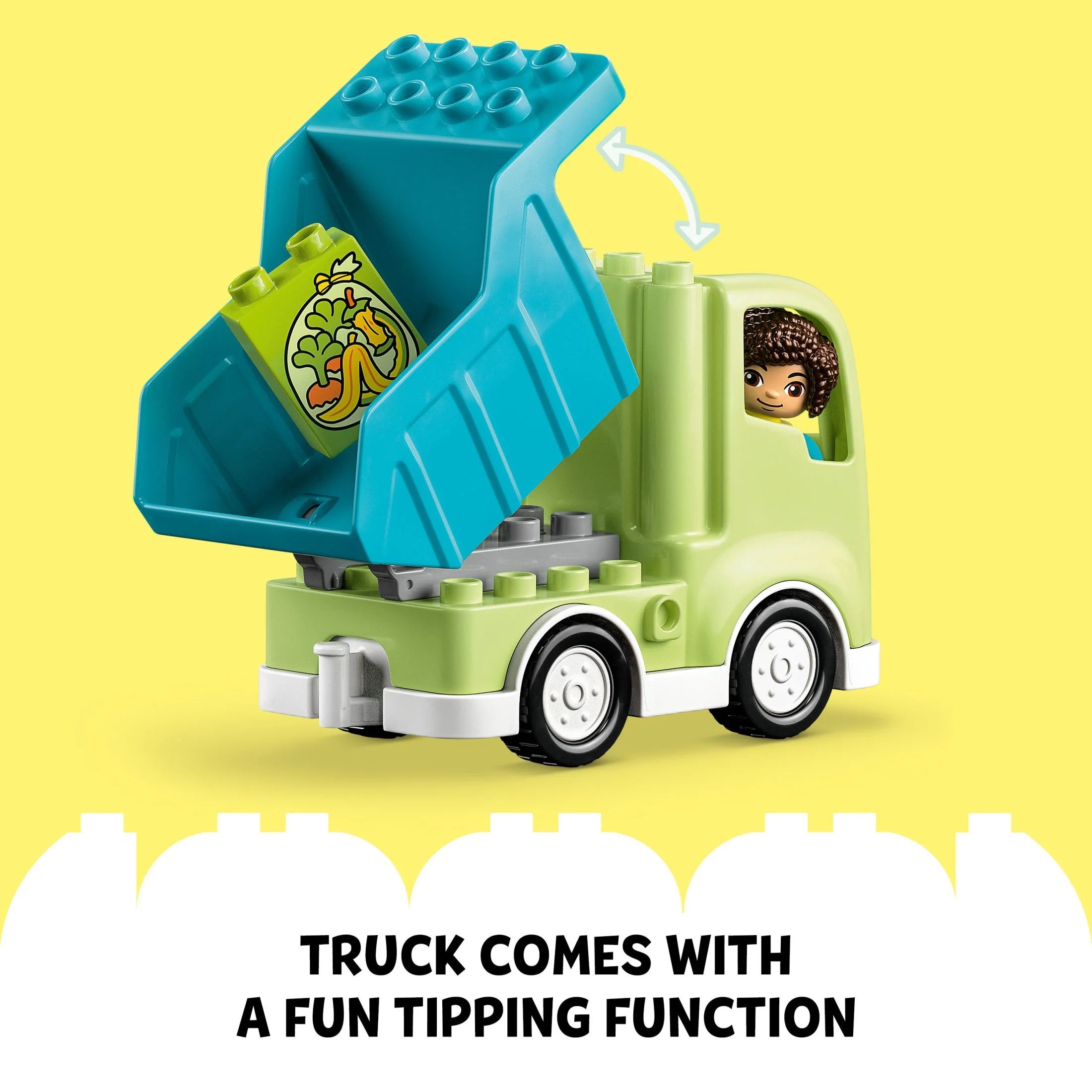 LEGO DUPLO Ciudad Camión de Reciclaje 10987, Set de Construcción de Juguete, Aprende Jugando con este Regalo Creativo STEM para Niños y Niñas de 2 Años en Adelante, Incluye 3 Contenedores para Clasificar la Basura