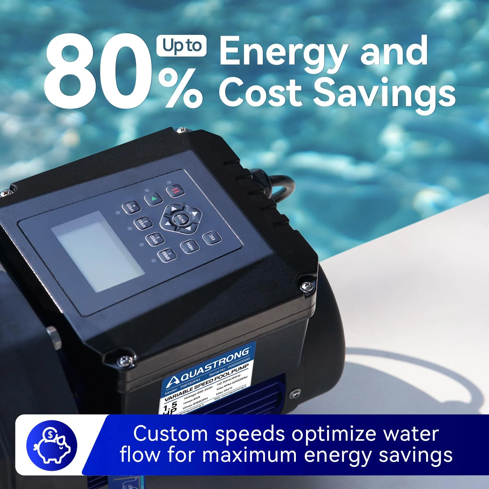 2025 Bombas de Piscina de Velocidad Variable, de 1,5 HP a 3 HP, de 8189 GPH a 11359 GPH, 220 V