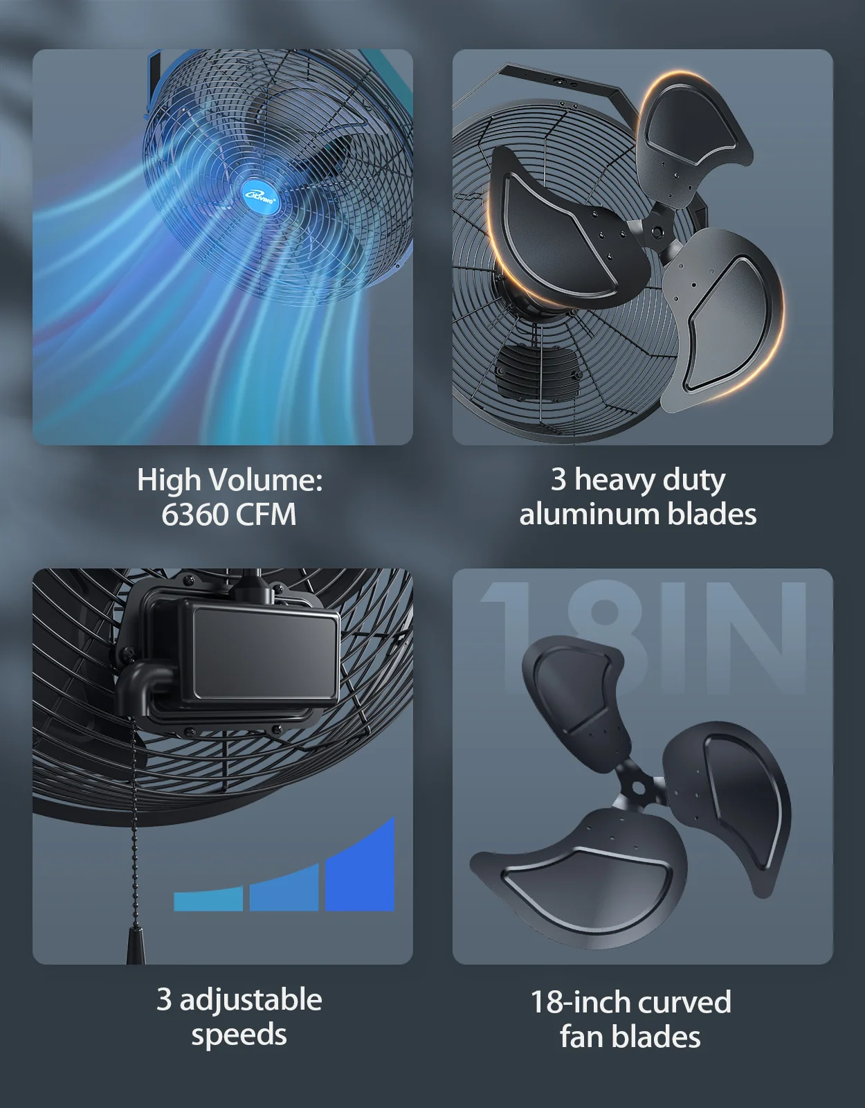 2025 ILG8E18-15 - Ventilador mural iLIVING de 18