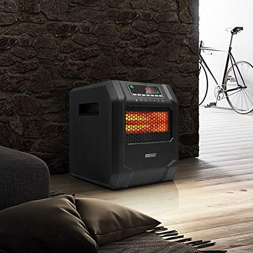 Calefactor de Espacio Infrarrojo LIFE SMART con 6 Elementos de Cuarzo, Pantalla Digital LED, Calentamiento Rápido con Control Remoto y Temporizador, Sistema de Termostato con Protección contra Vuelcos y Sobrecalentamiento para el Hogar