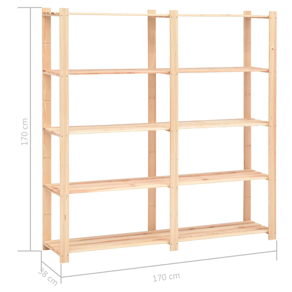 2025 Estantería de Almacenamiento de 5 Niveles 170×38×170 cm – Madera Maciza de Pino – 500 kg