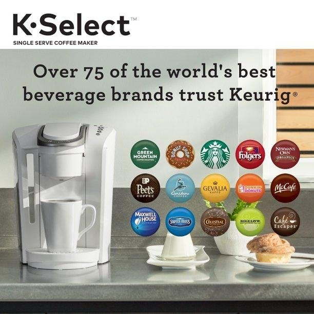 Keurig – K-Select Cafetera de una sola taza para cápsulas K-Cup – Blanco Mate