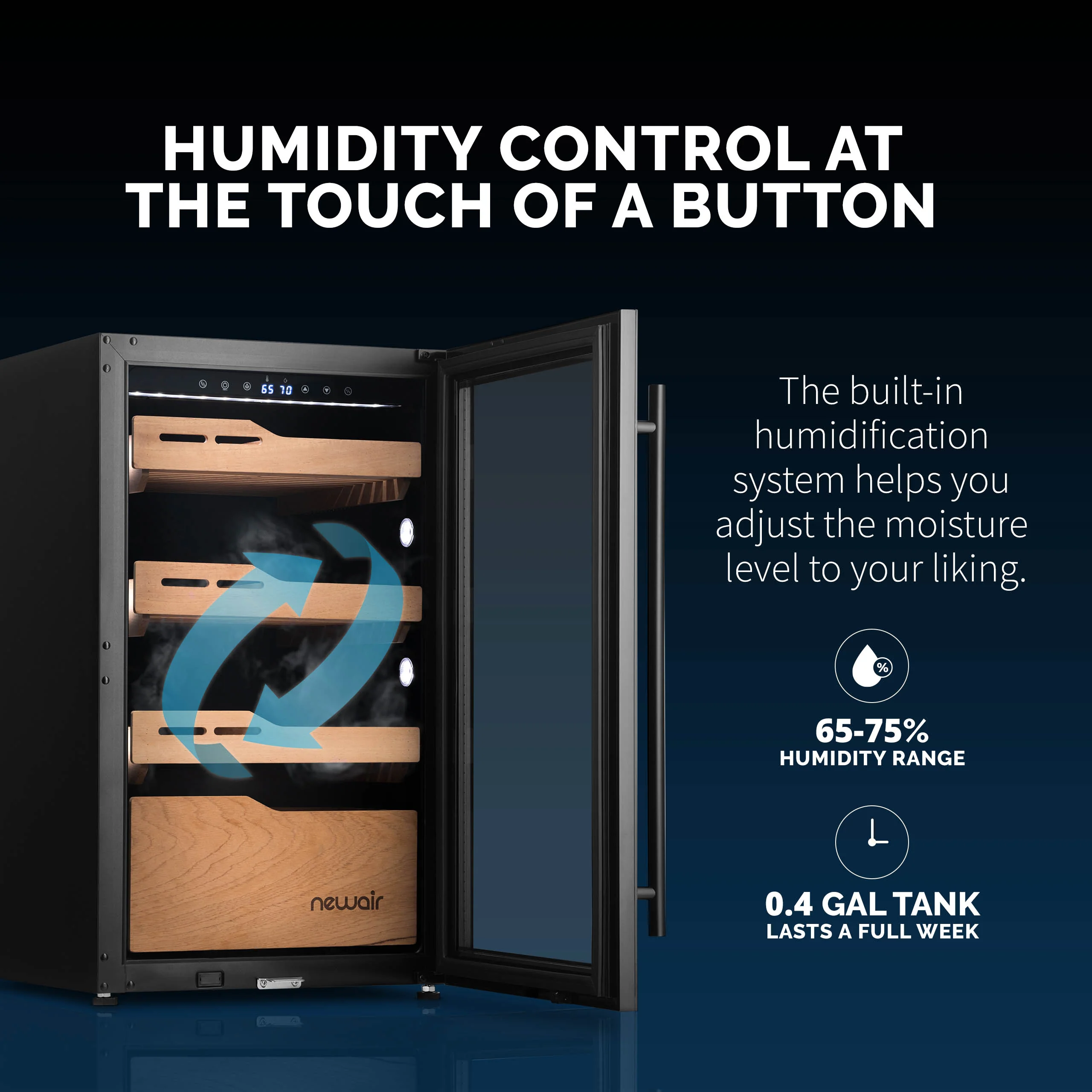2025 Newair® Humidor Eléctrico para Puros – Gran Capacidad