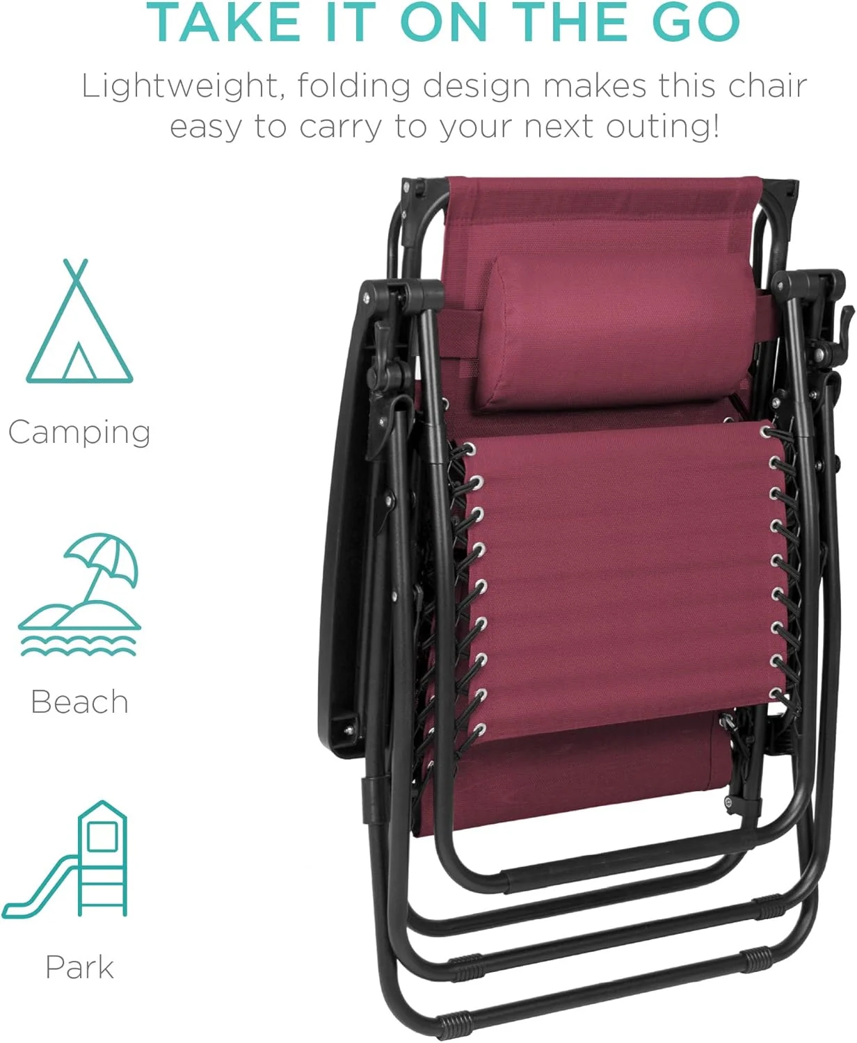 Best Choice Products – Silla Reclinable de Patio con Gravedad Cero, Ajustable y Plegable para Exteriores con Dosel, Almohada Cervical y Bandeja Lateral, Textileno – Azul Pavo Real