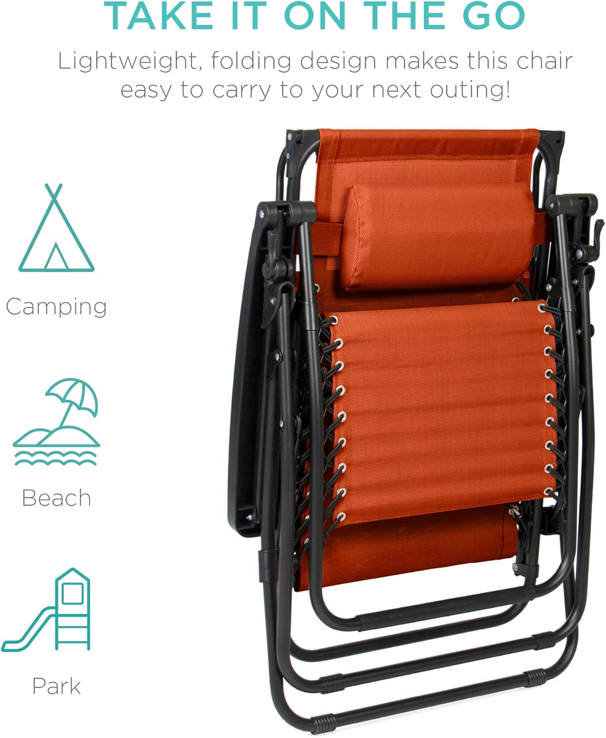 Best Choice Products – Silla Reclinable de Patio con Gravedad Cero, Ajustable y Plegable para Exteriores con Dosel, Almohada Cervical y Bandeja Lateral, Textileno – Azul Pavo Real