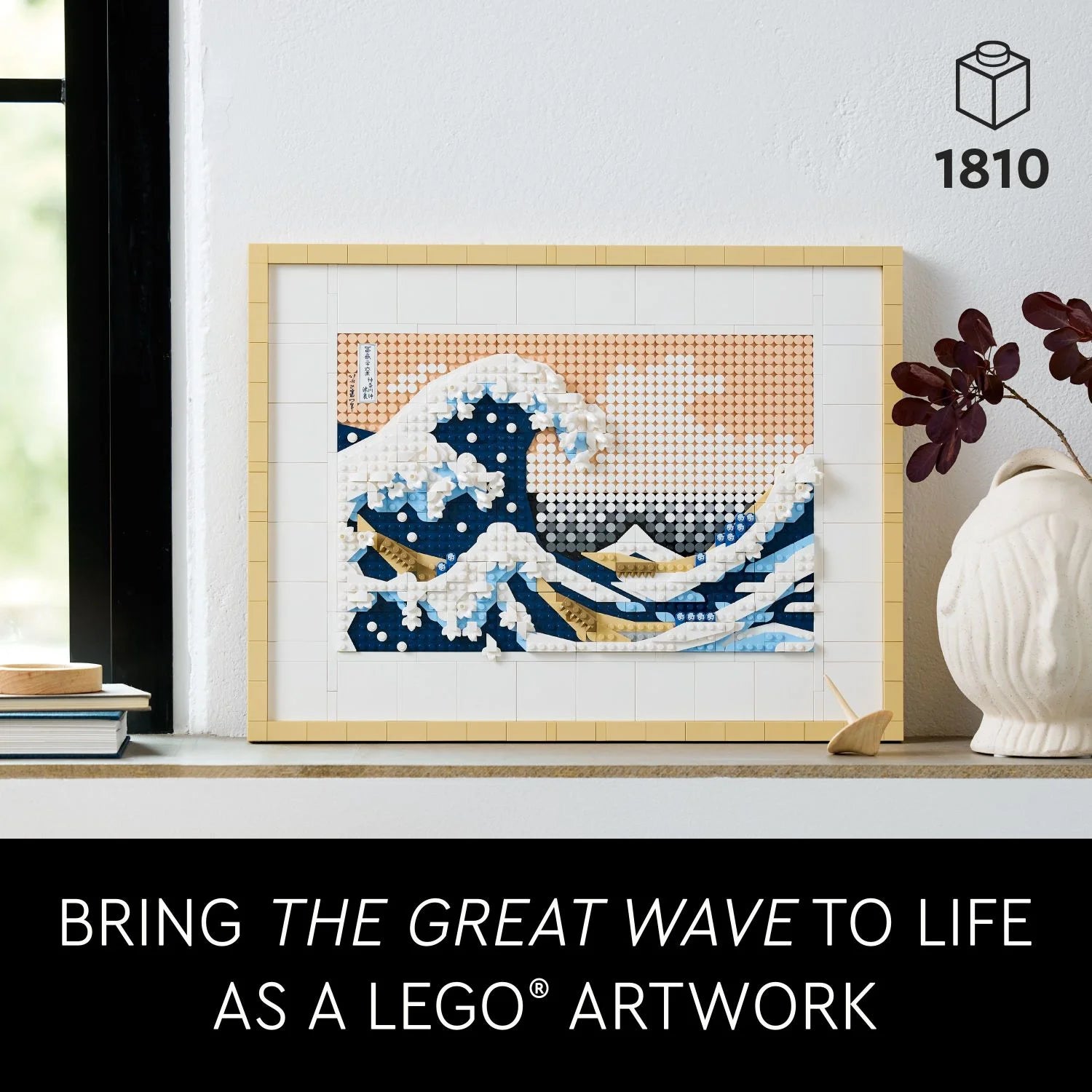 LEGO Art Hokusai – La Gran Ola, Arte Japonés 3D para Pared, Cuadro con Marco para Decoración de Hogar u Oficina, Kit Creativo de Artes y Manualidades, 31208